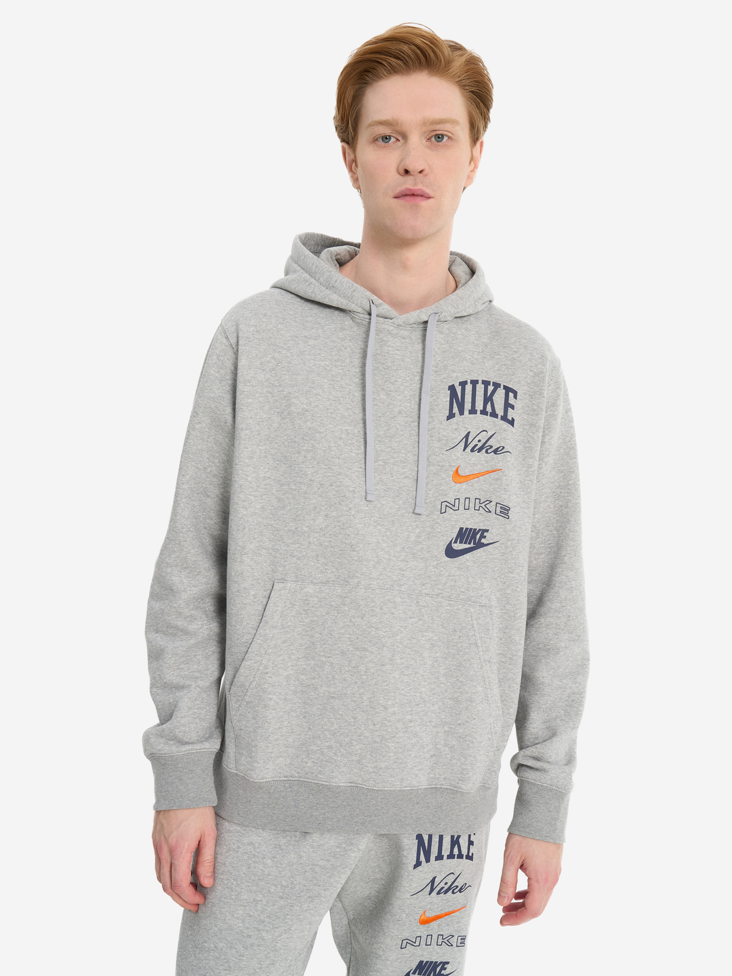 фото Худи мужское nike club, серый