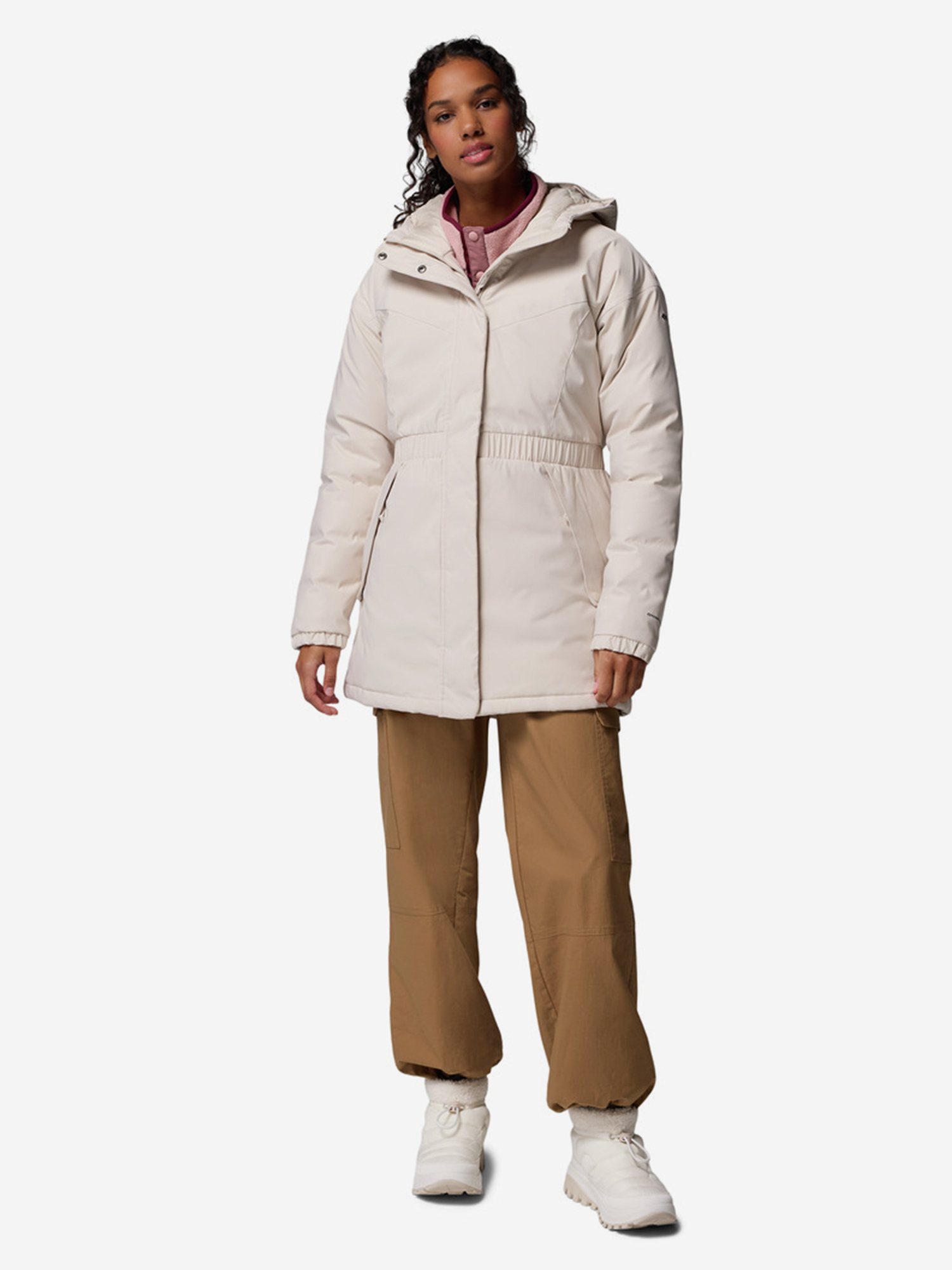 фото Парка женская columbia kennedy meadows mid down parka, бежевый