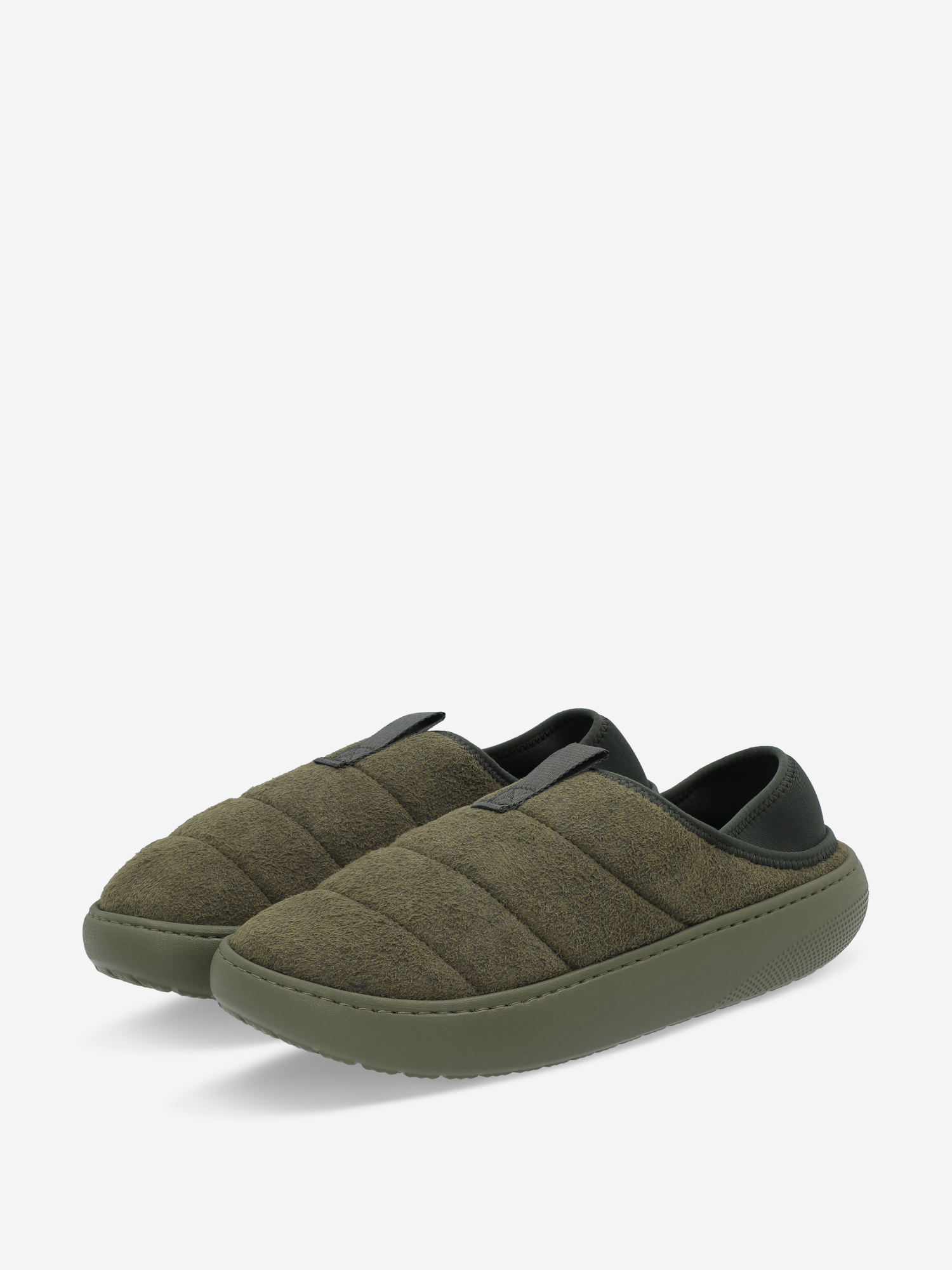 фото Слипоны утепленные мужские crocs classic sueded moc, зеленый