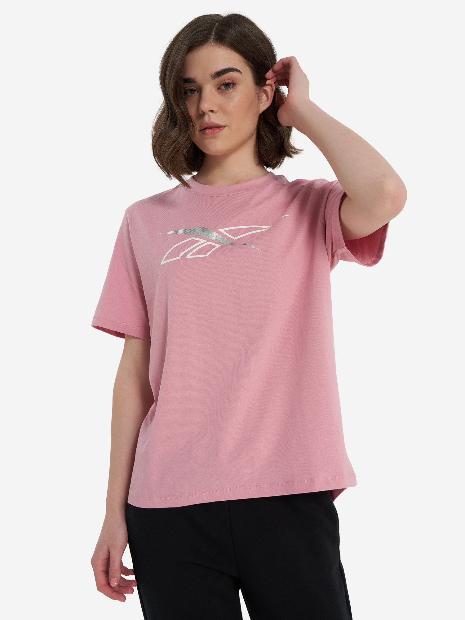 фото Футболка женская reebok brielle crew, розовый