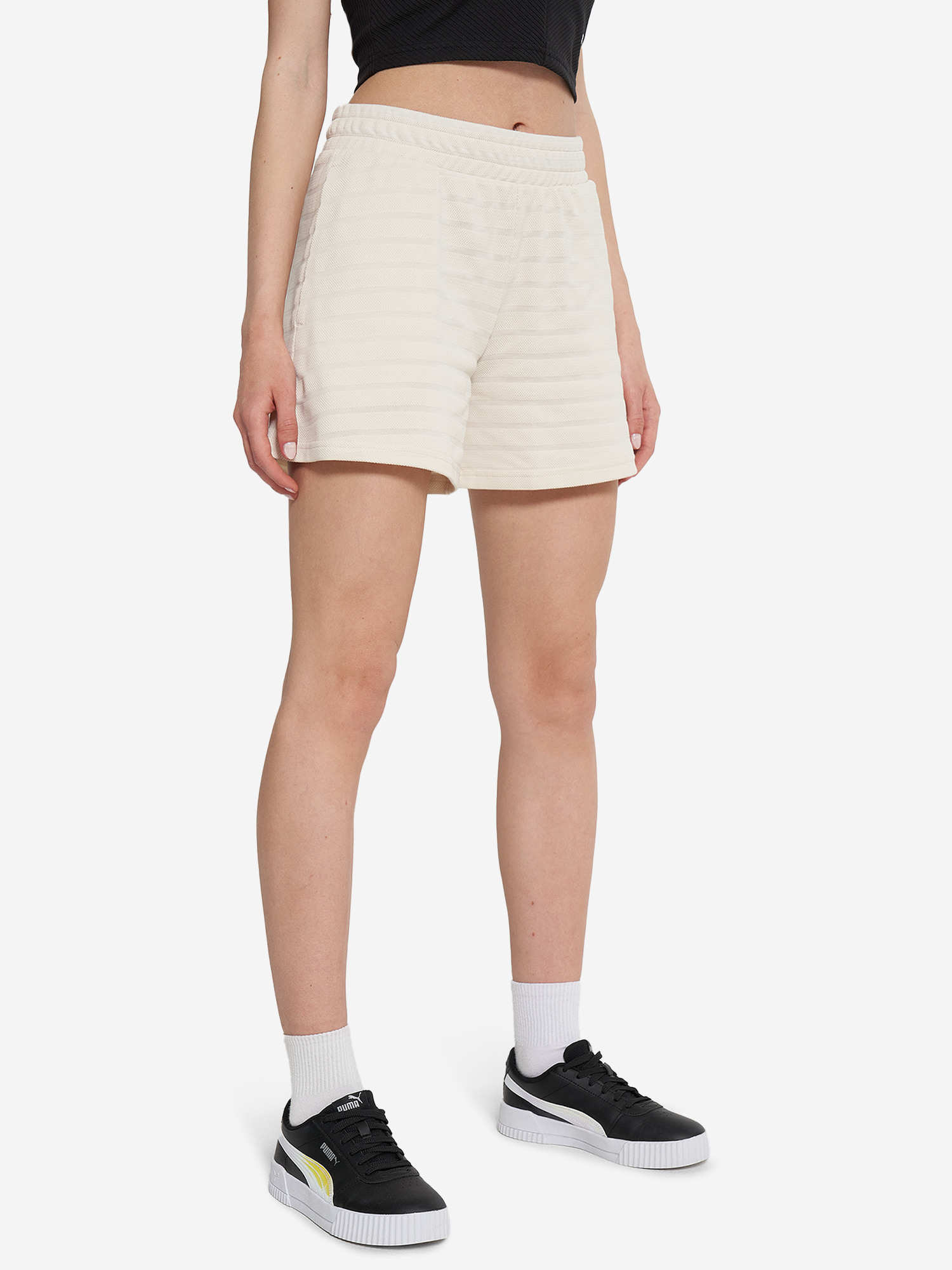 фото Шорты спортивные женские puma ess elevated, бежевый