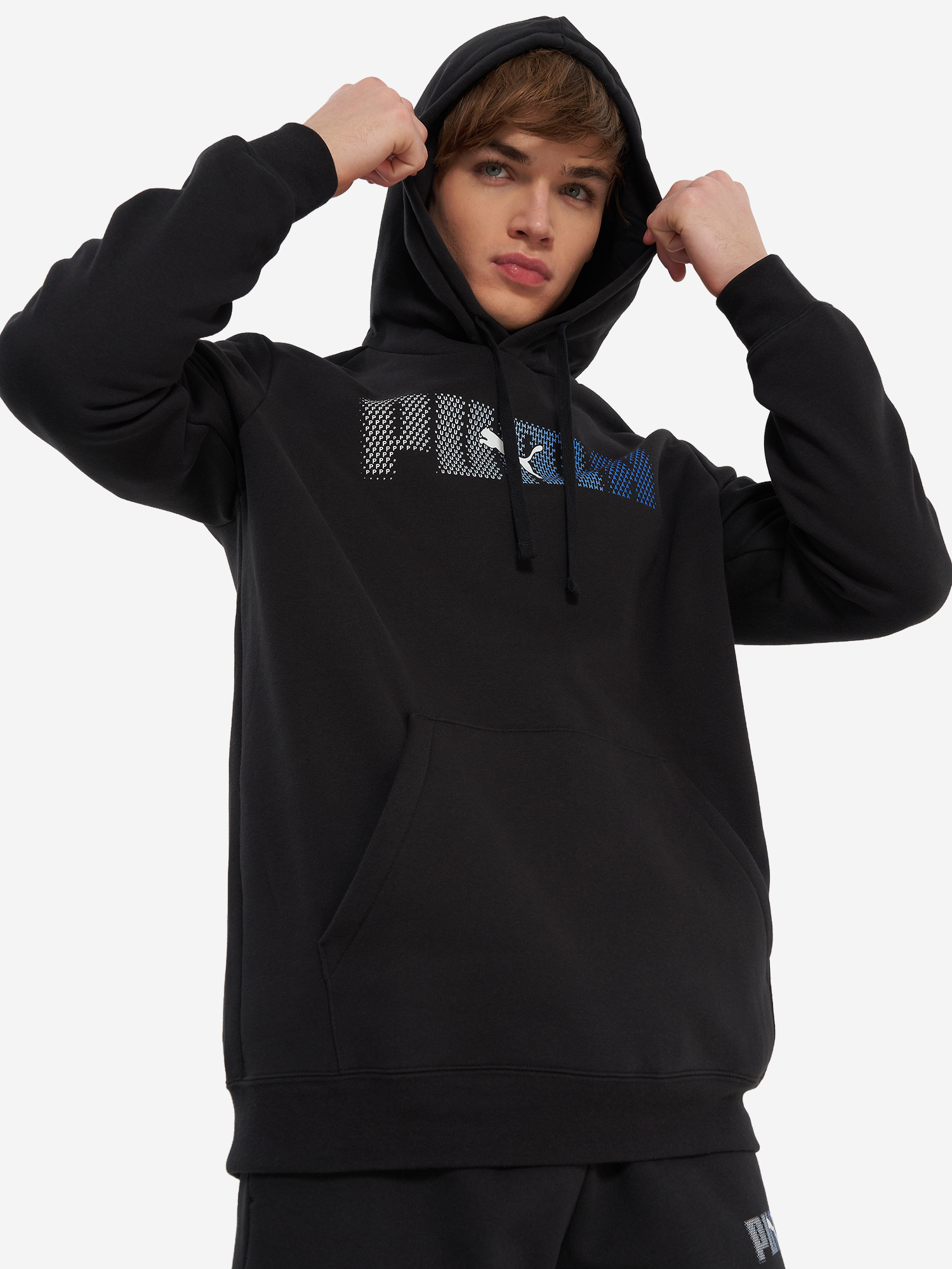фото Худи мужское puma ess logo lab, черный