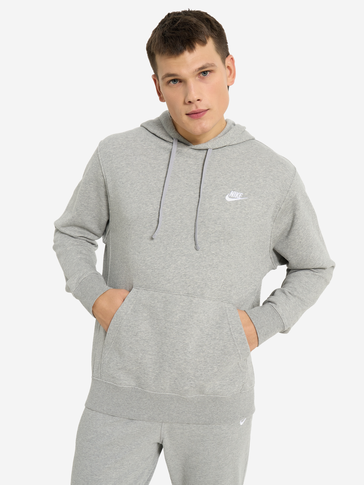 фото Худи мужское nike club hoodie, серый