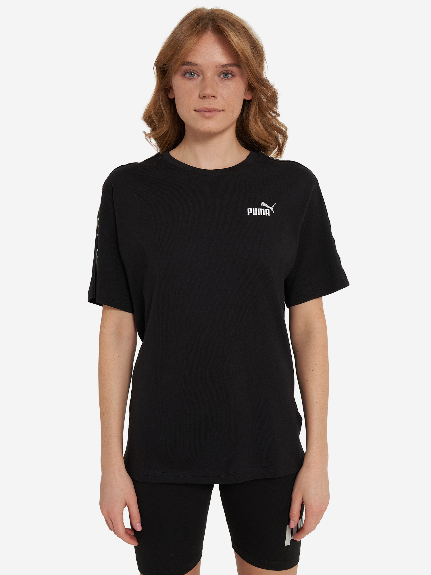 фото Футболка женская puma ess tape relaxed, черный