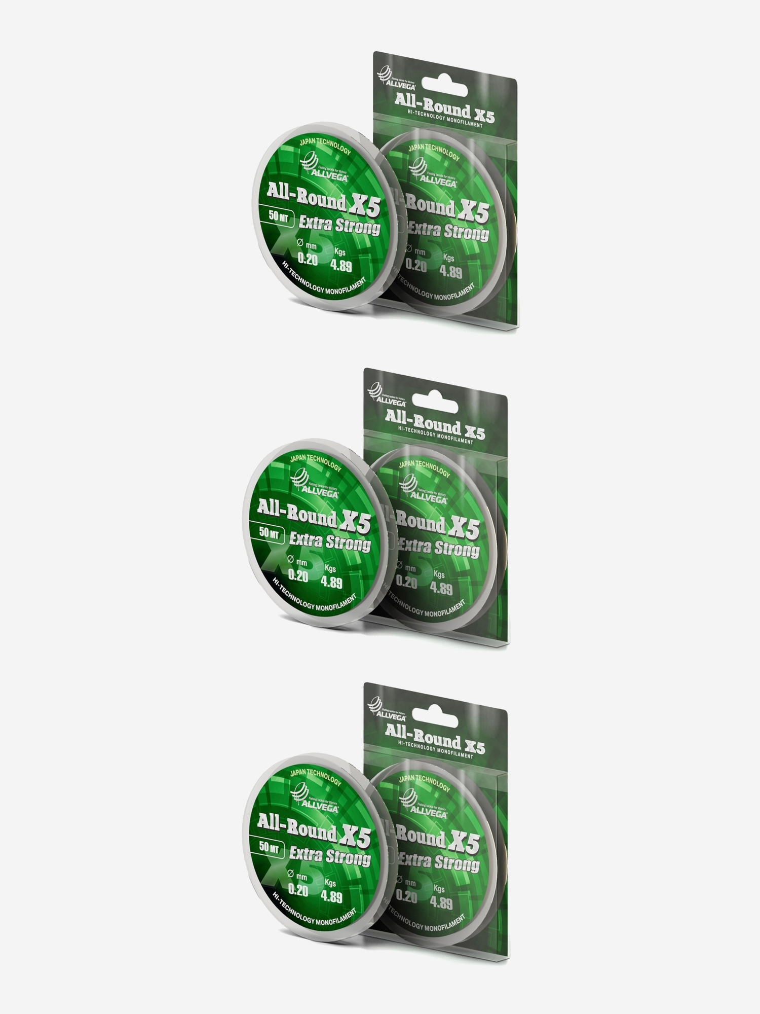 Леска монофильная ALLVEGA "All-Round X5" набор 3 штуки по 50м 0,20мм (4,89кг) прозрачная, Белый
Леска монофильная ALLVEGA "All-Round X5" набор 3 штуки по 50м 0,20мм (4,89кг) прозрачная, Белый