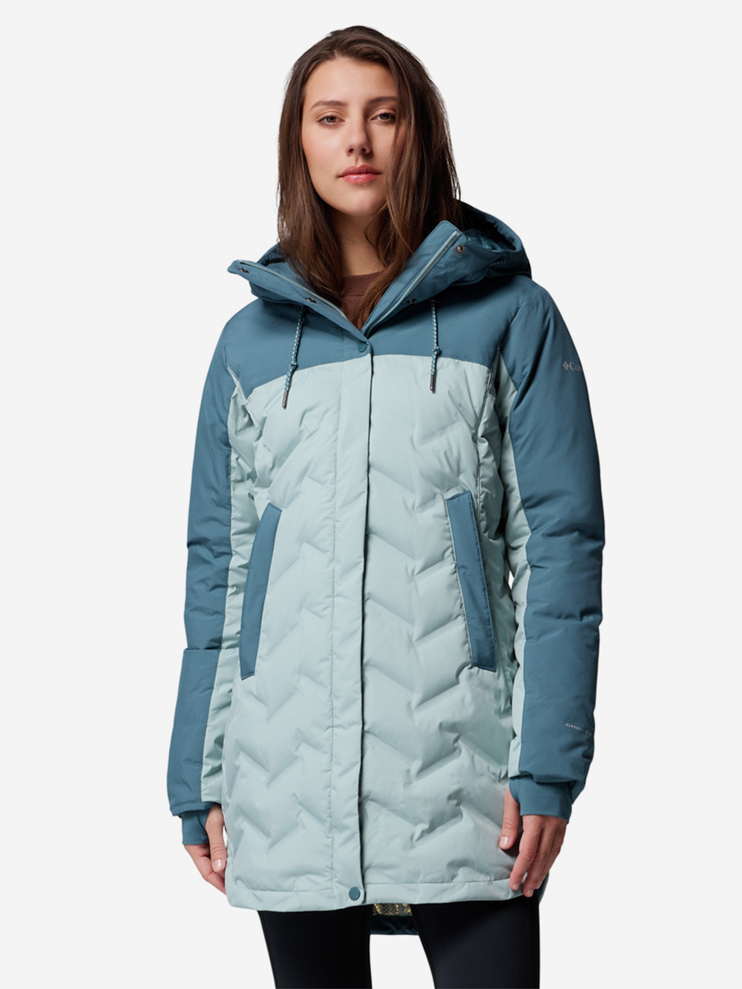 фото Пуховик женский columbia mountain croo iii mid down jacket, голубой