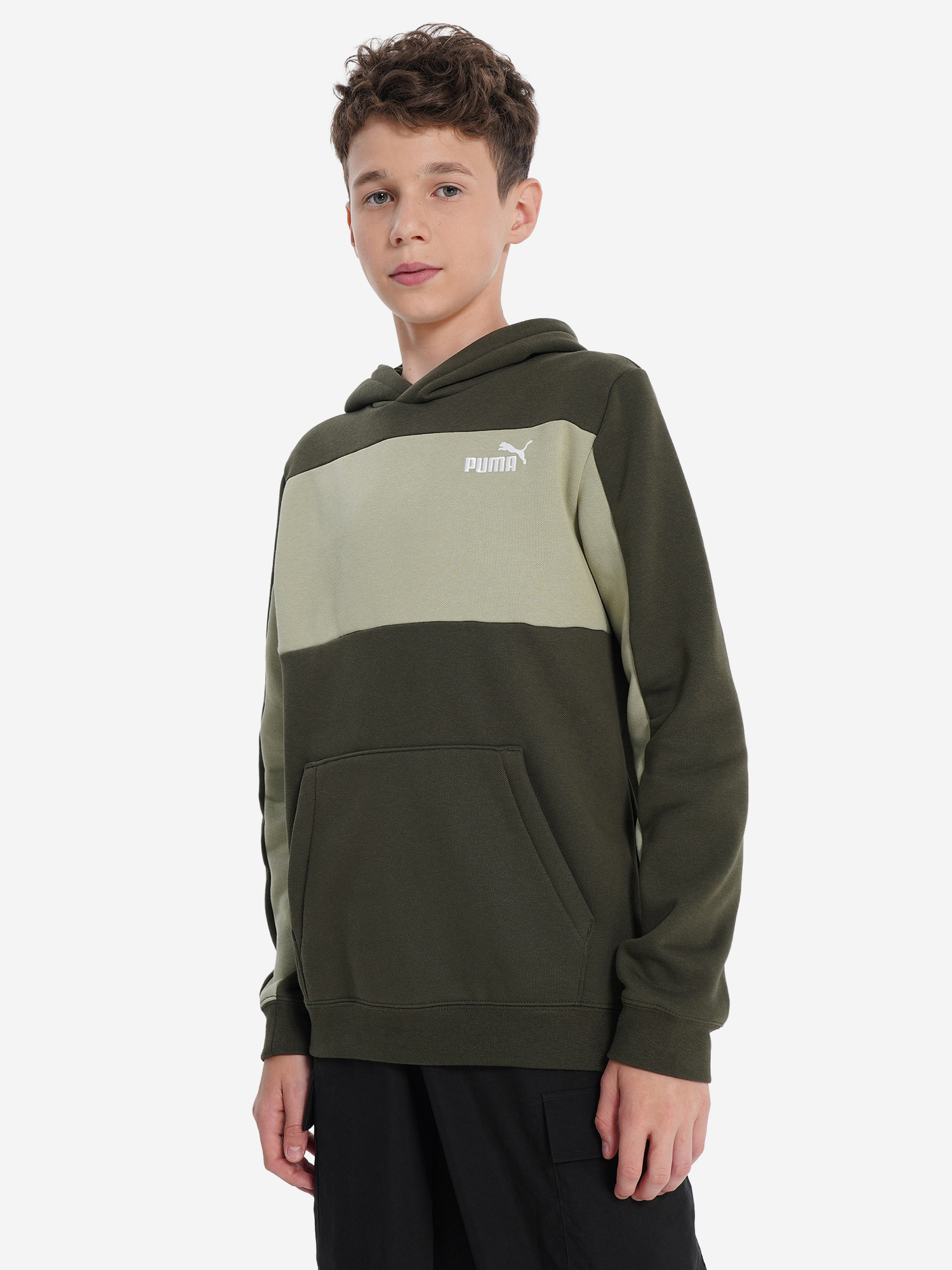 фото Худи для мальчиков puma ess block, зеленый