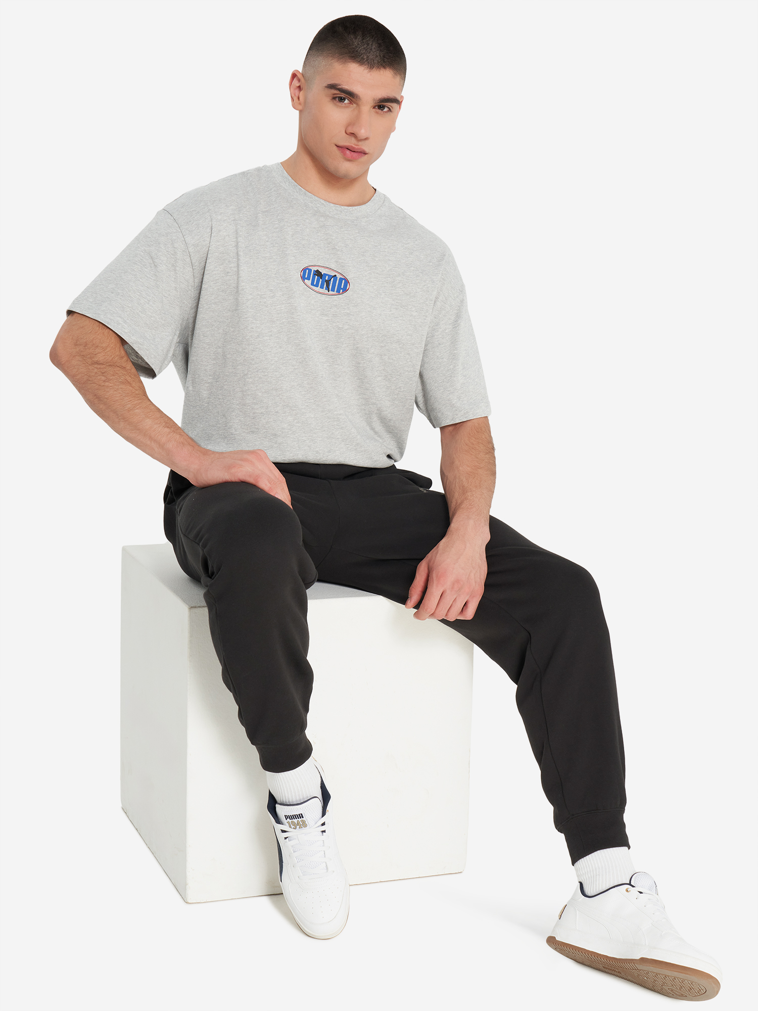 фото Футболка мужская puma ess logo lab, серый
