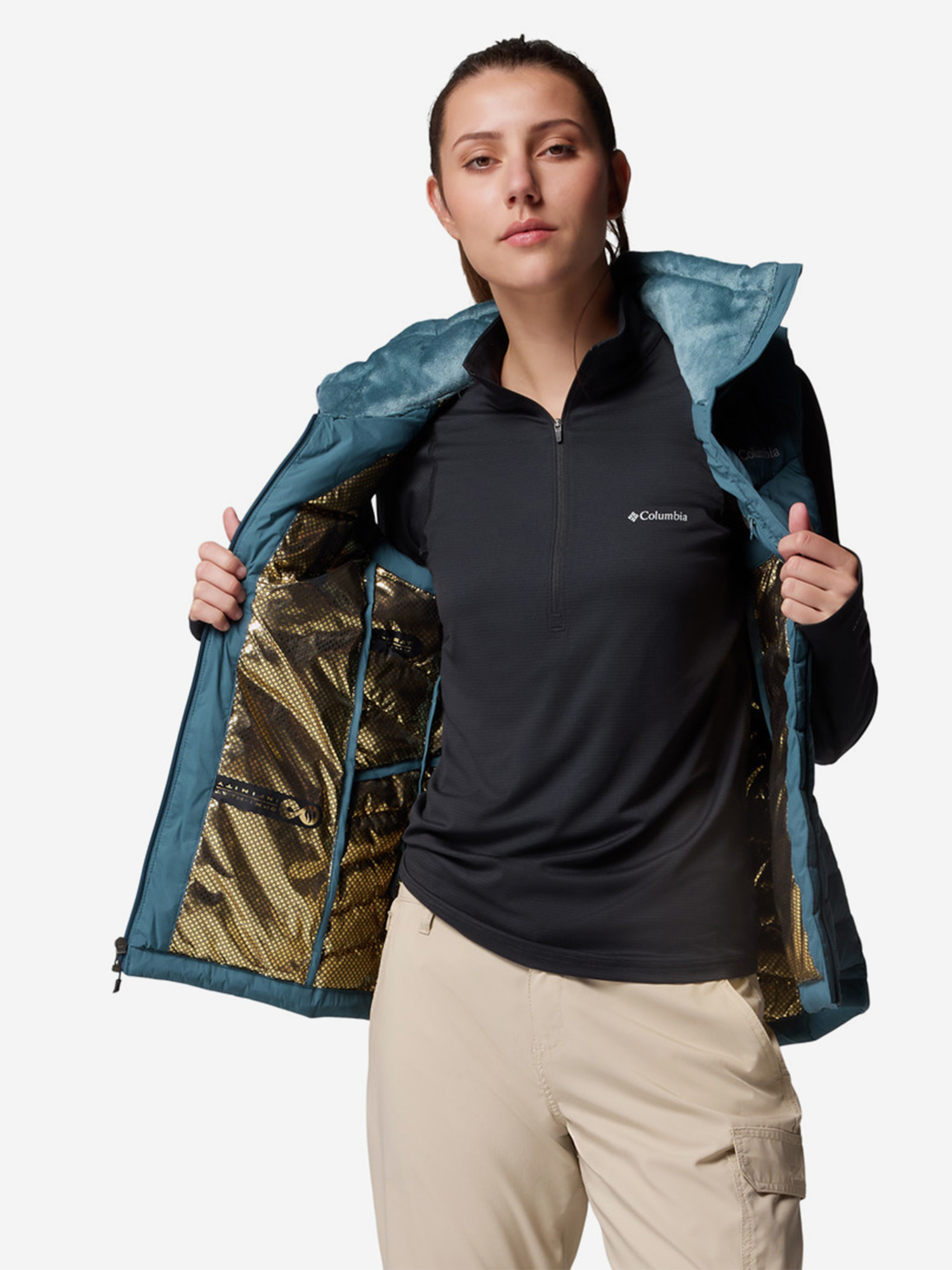 фото Жилет утепленный женский columbia joy peak ii vest, голубой