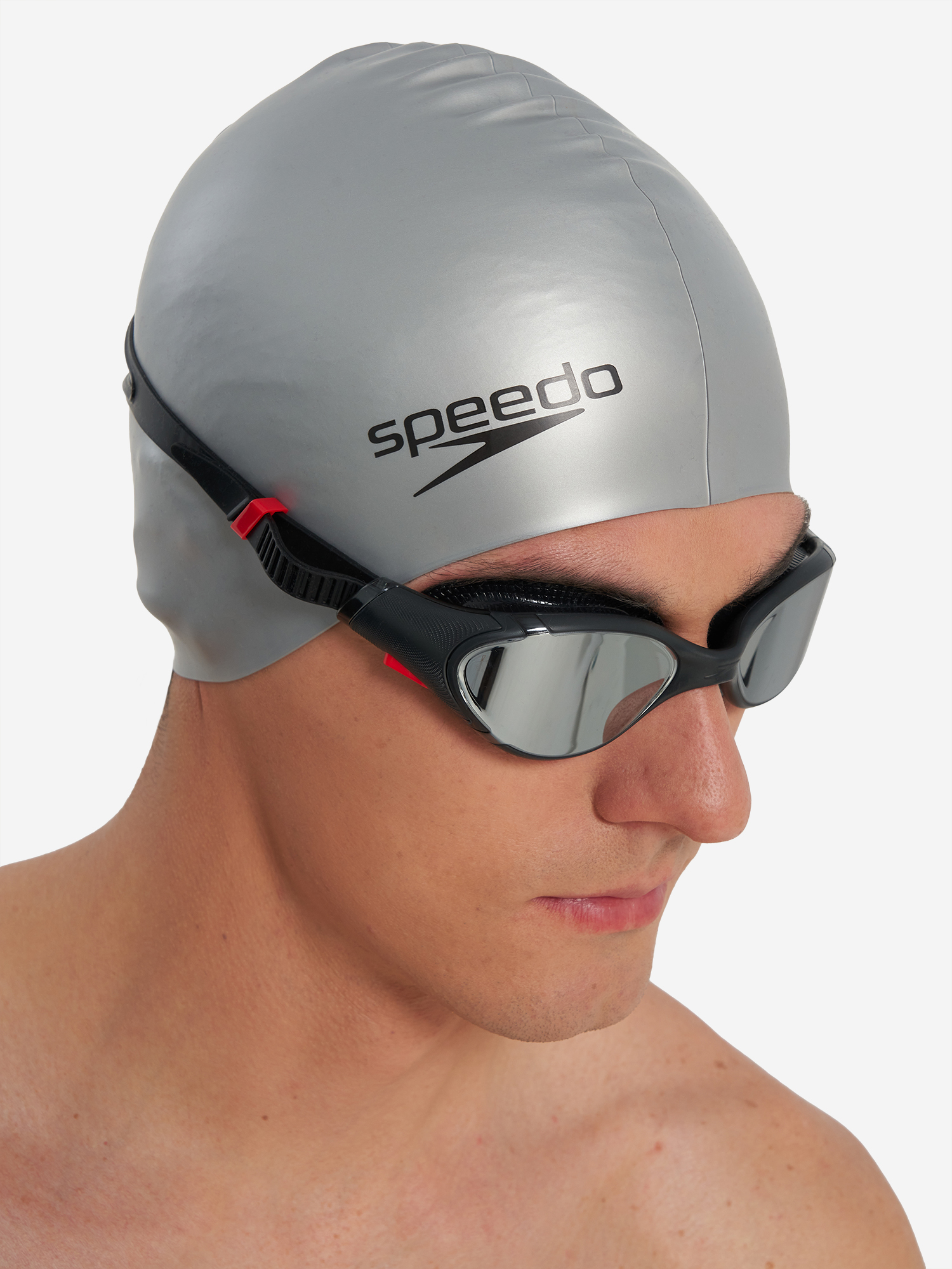 фото Шапочка для плавания speedo plain flat, серебряный
