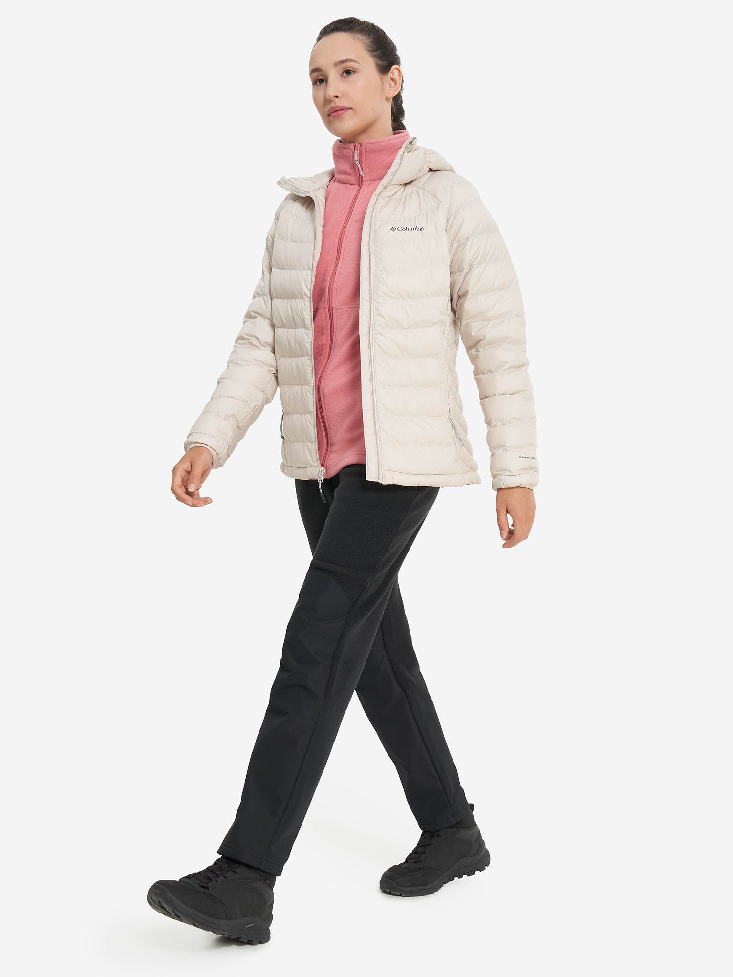 фото Пуховик женский columbia powder lite ii hooded jacket, бежевый