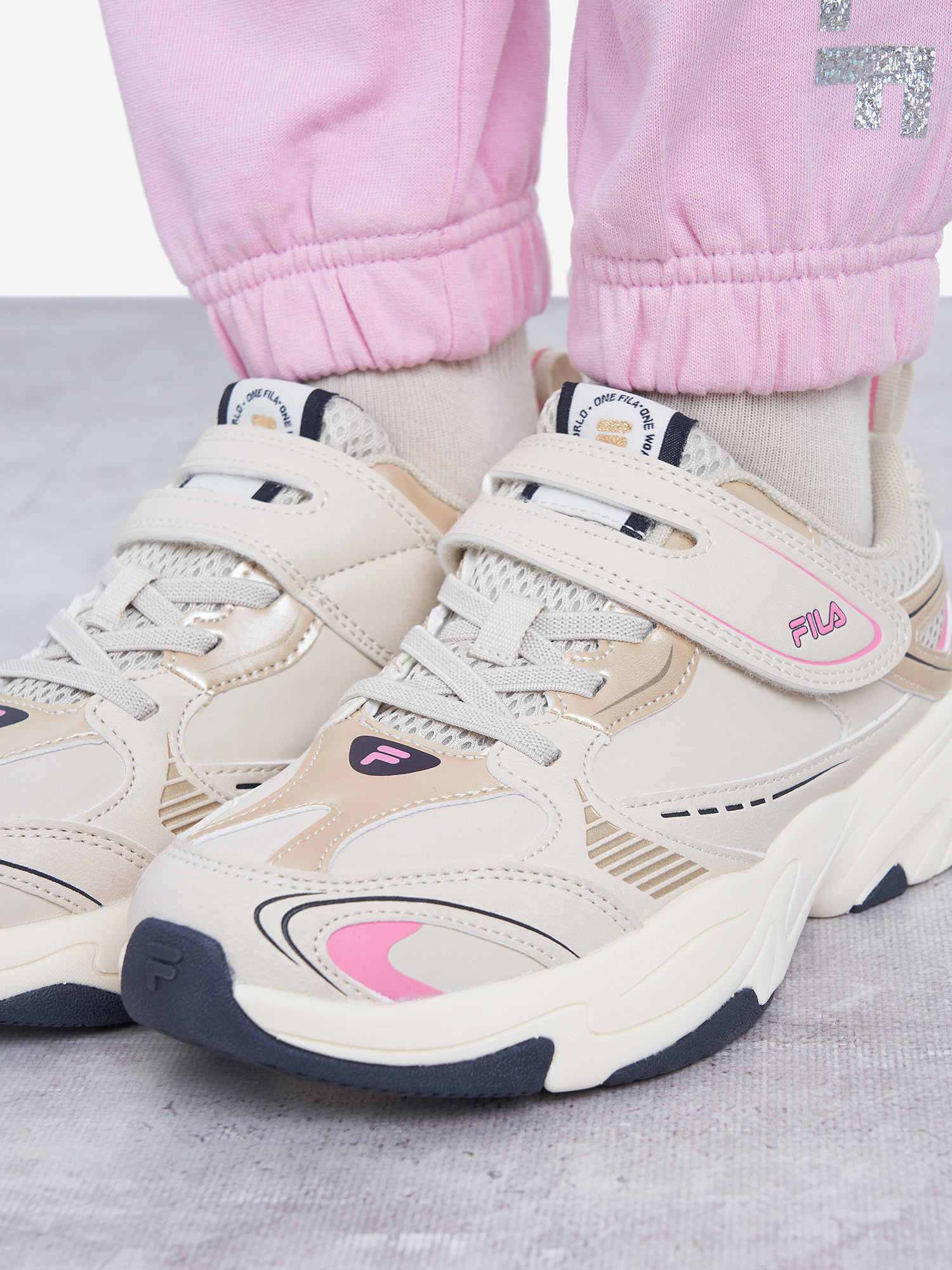 фото Кроссовки для девочек fila shein v pu, бежевый