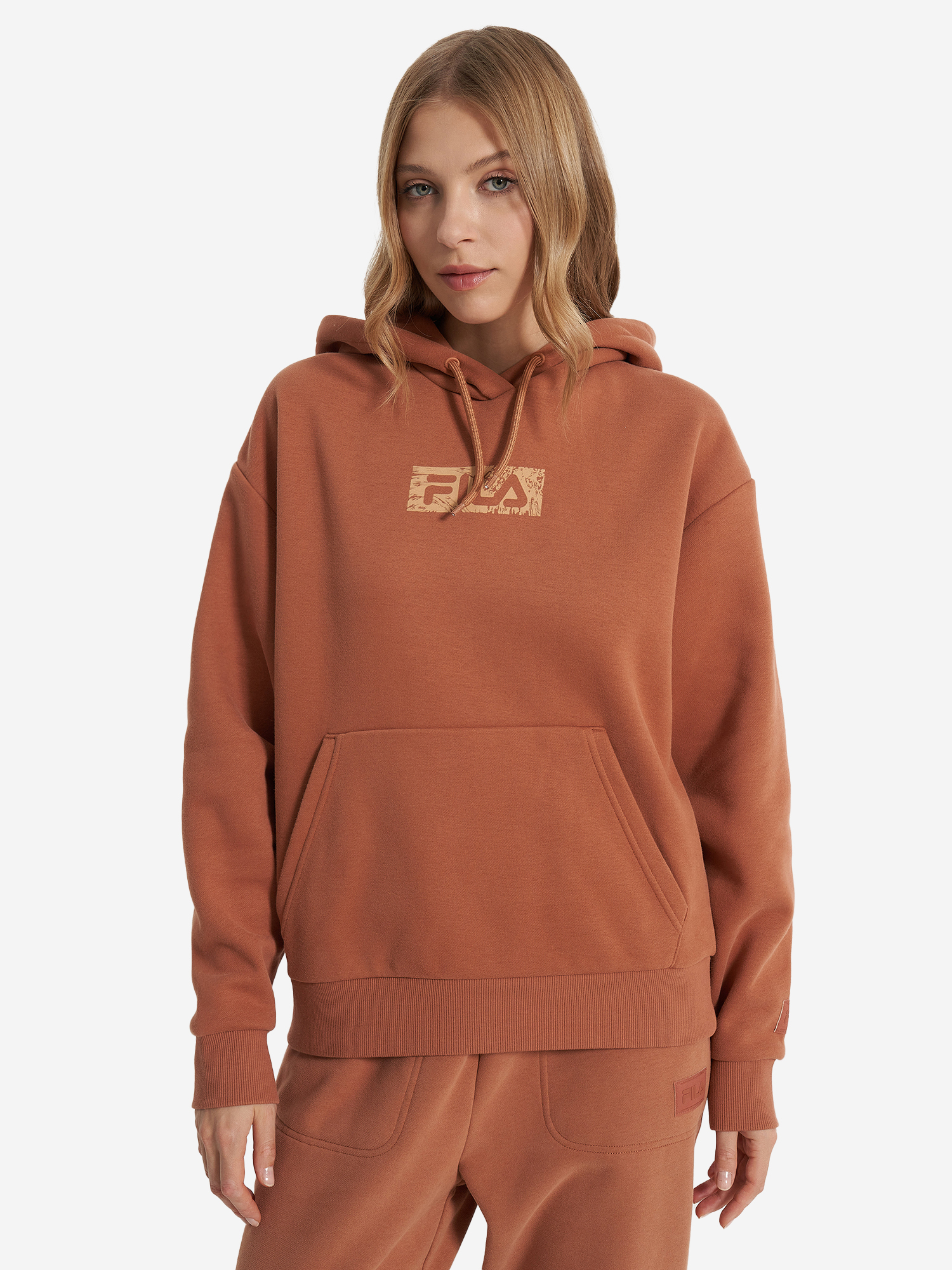 фото Худи женское оверсайз fila, коричневый