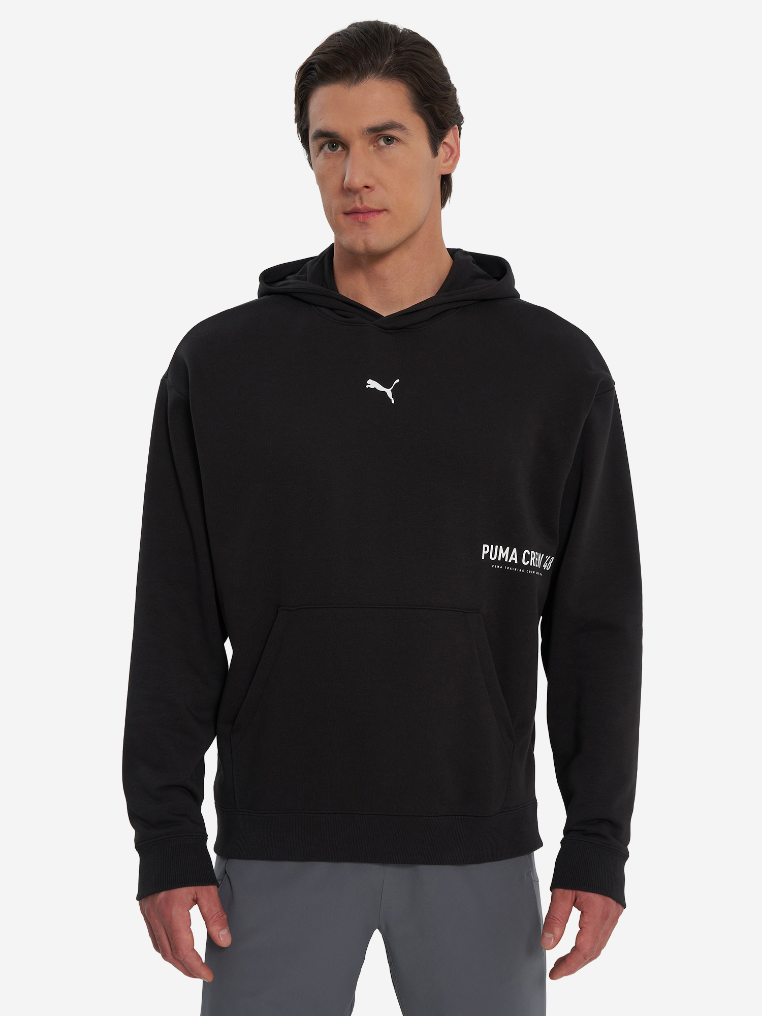 фото Худи мужское puma graphic french terry, черный