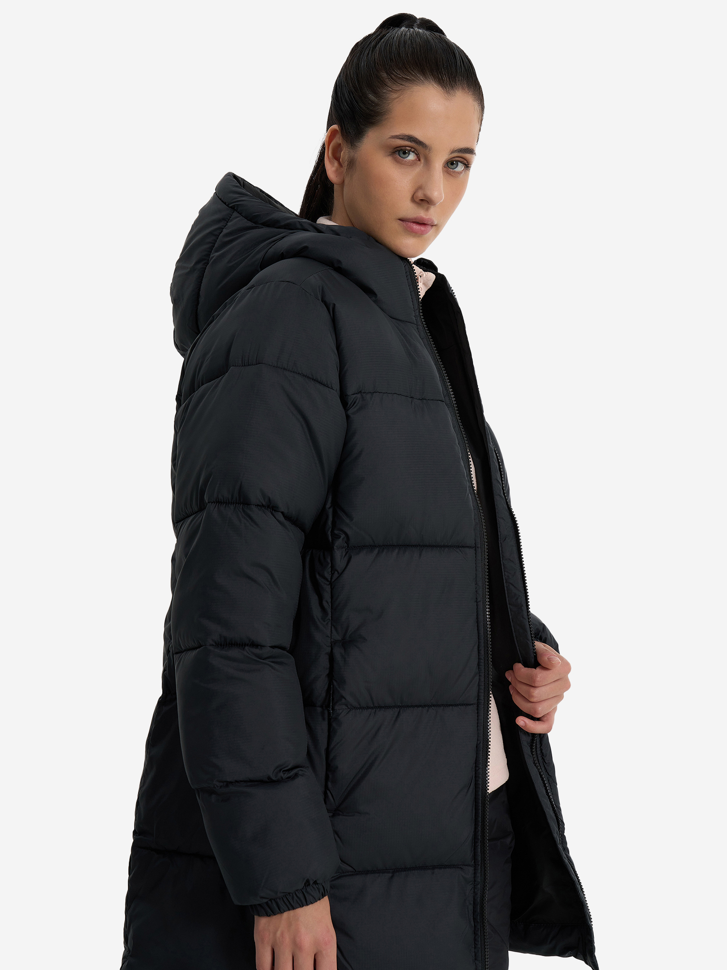 фото Куртка утепленная женская columbia puffect ii mid hooded jacket, черный