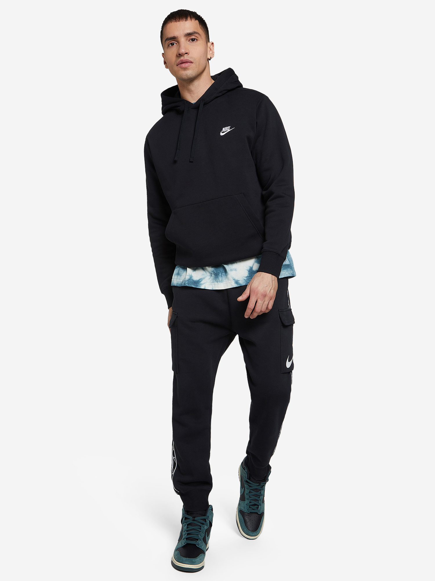 фото Худи мужское nike sportswear club fleece, черный