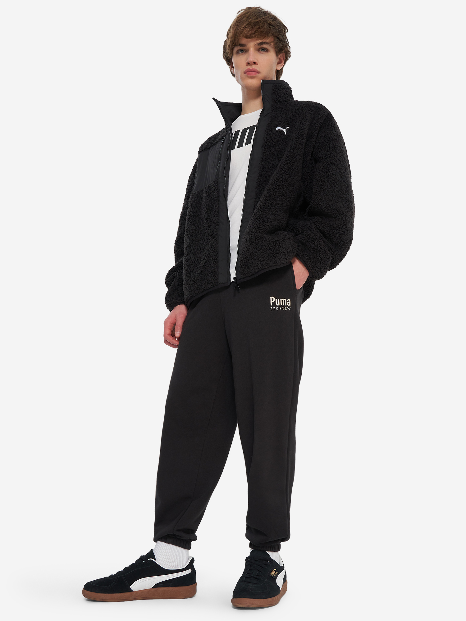 фото Толстовка мужская puma reversible hybrid sherpa, черный