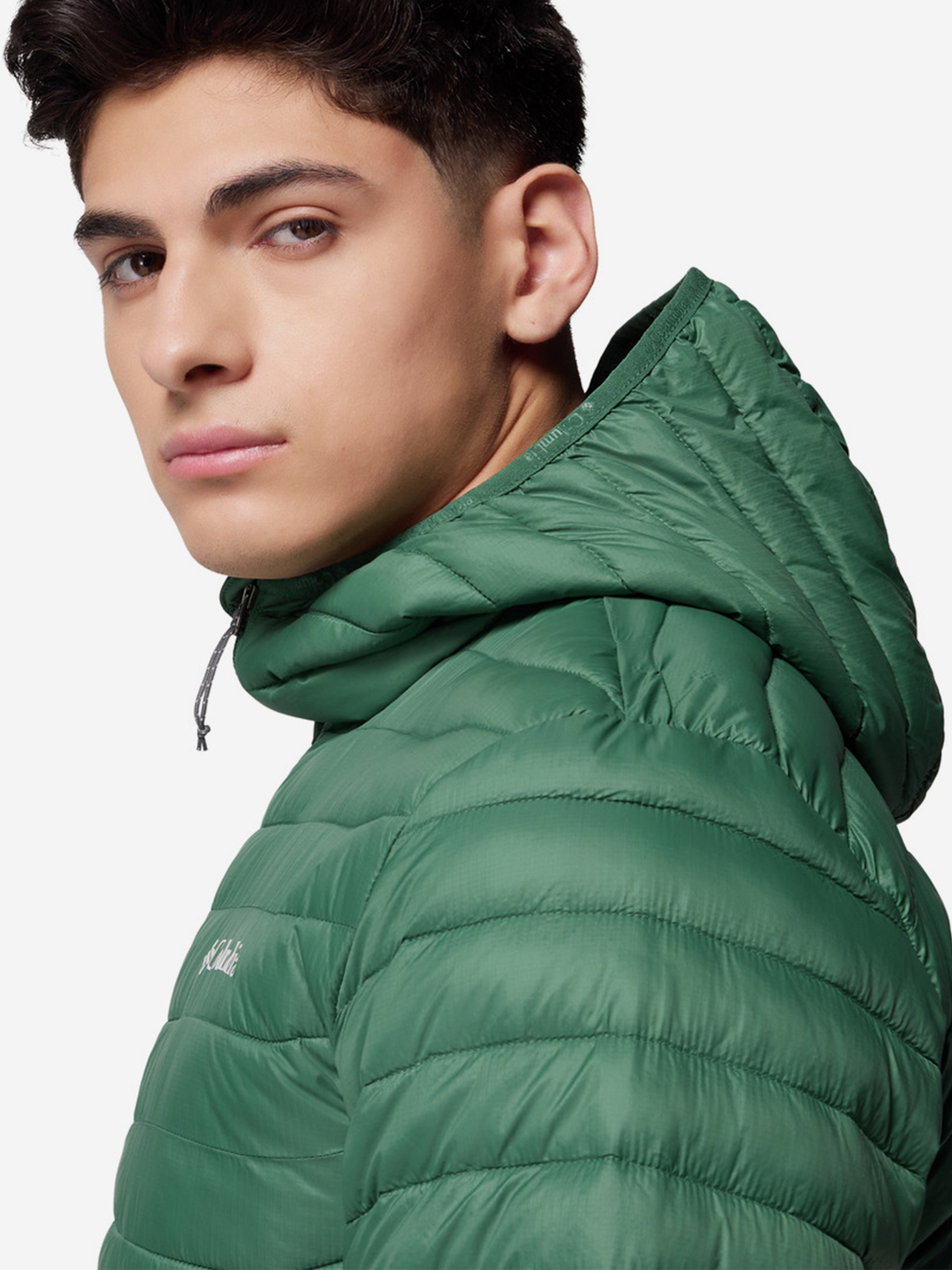 фото Куртка утепленная мужская columbia powder pass hooded jacket, зеленый