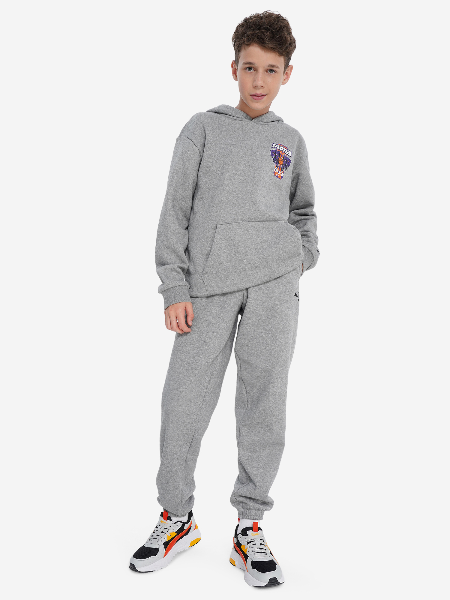 фото Брюки для мальчиков puma basketball hoopstellations, серый