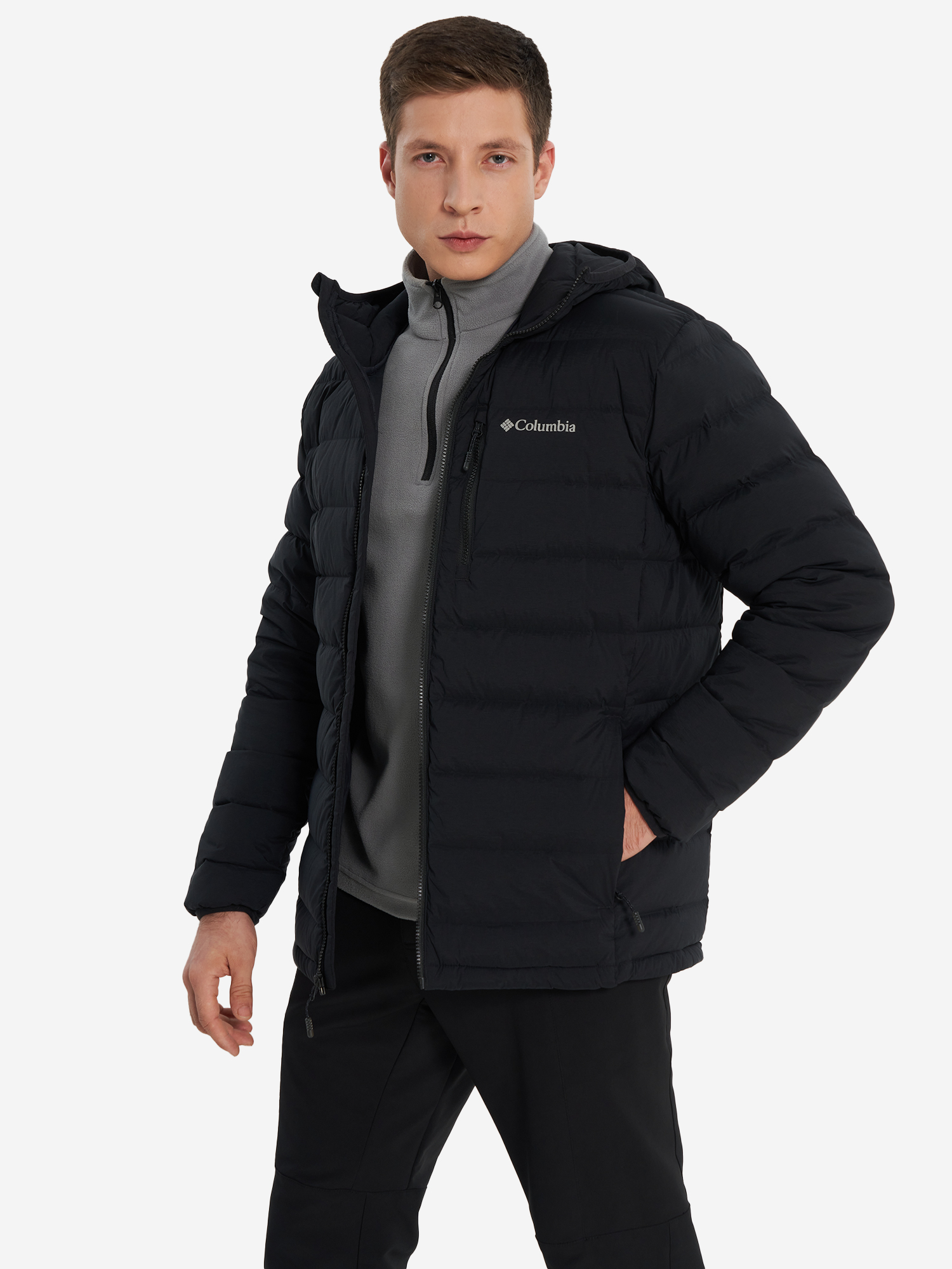 фото Пуховик мужской columbia drift peak stretch down hooded jacket, черный