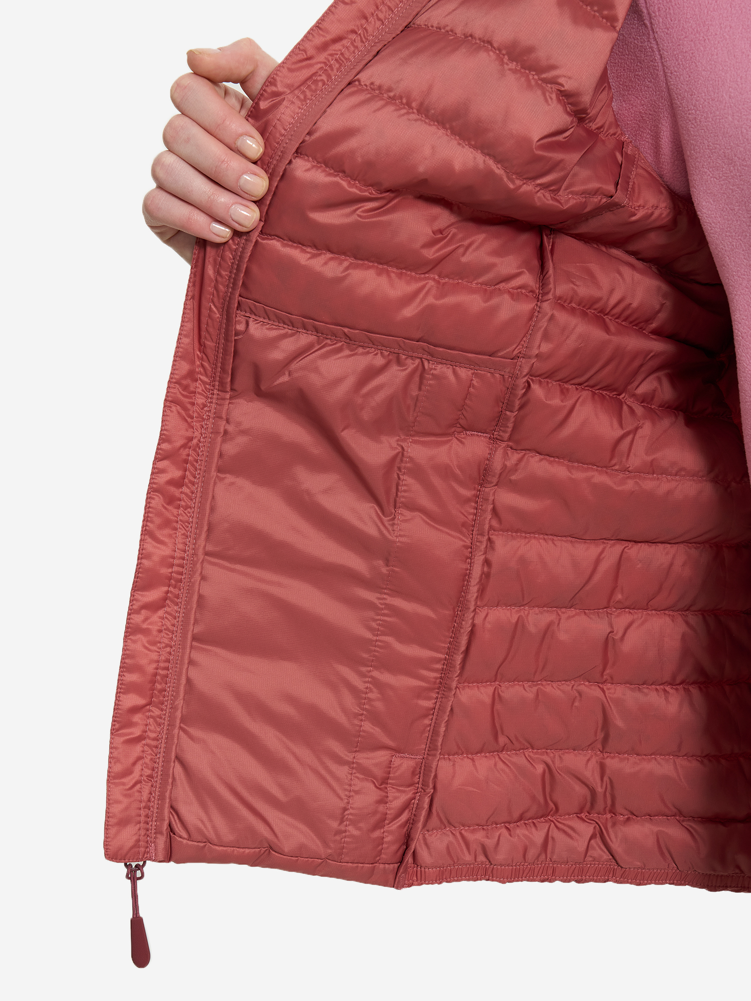 фото Жилет пуховый женский jack wolfskin pilvi, красный