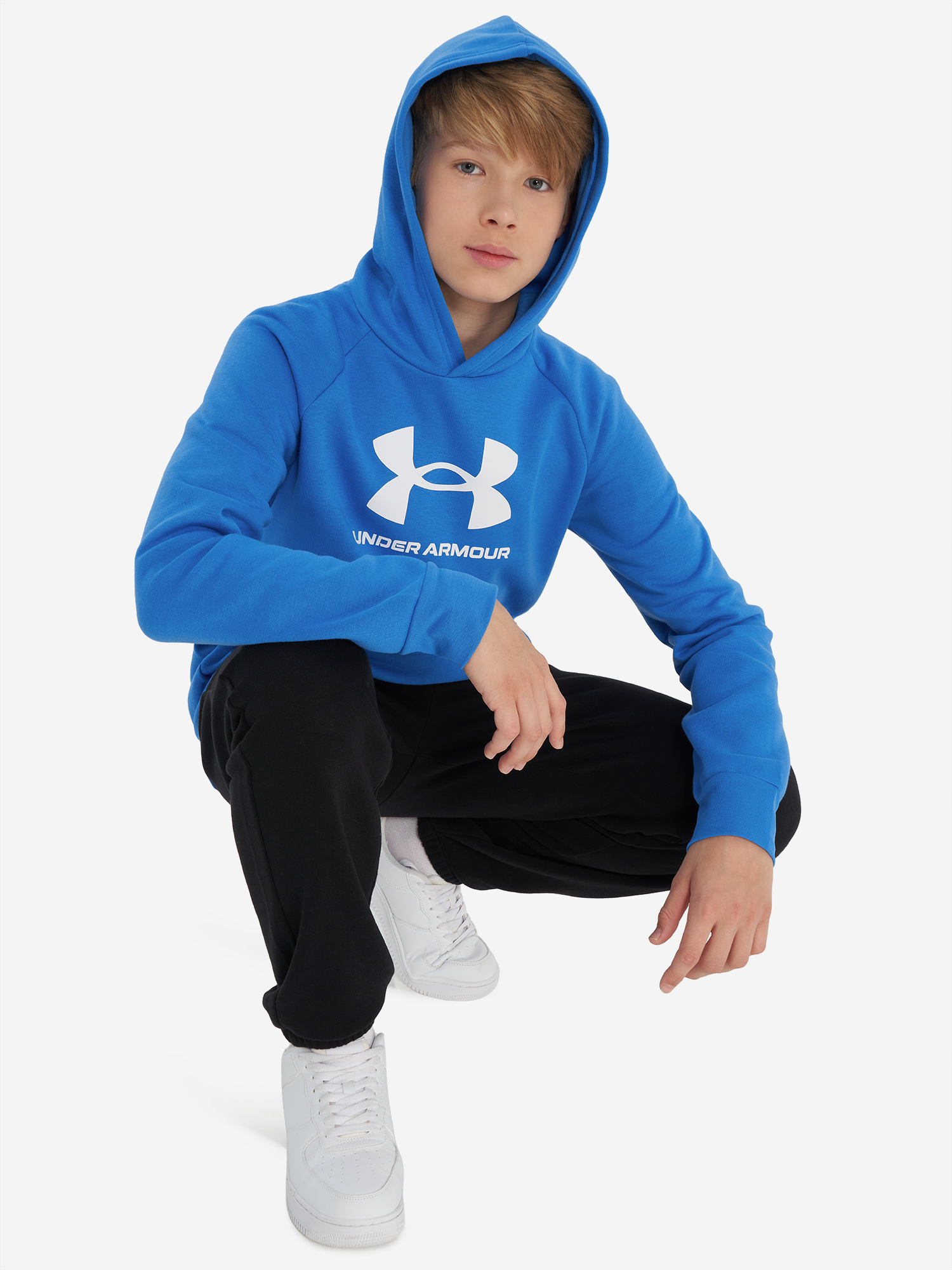 фото Худи для мальчиков under armour rival fleece, синий