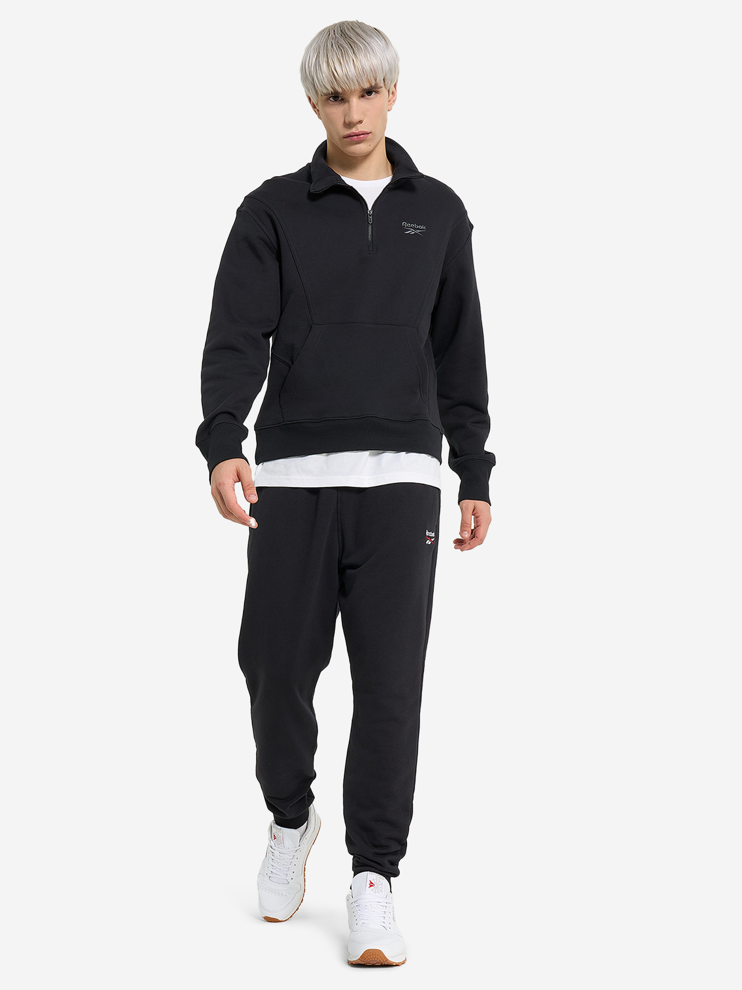 фото Толстовка мужская reebok icon elements quarter, черный