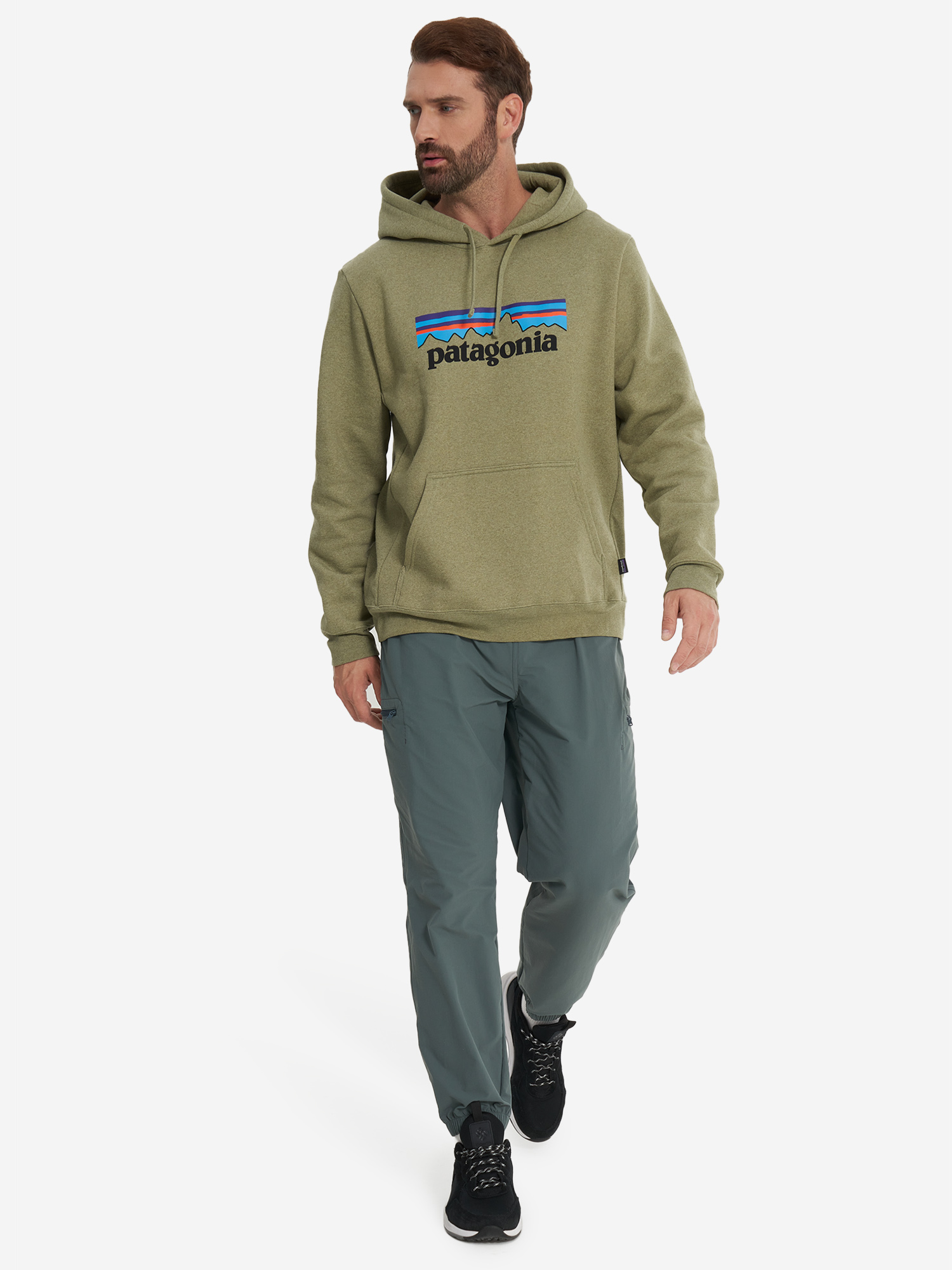 фото Худи мужское patagonia logo uprisal, зеленый