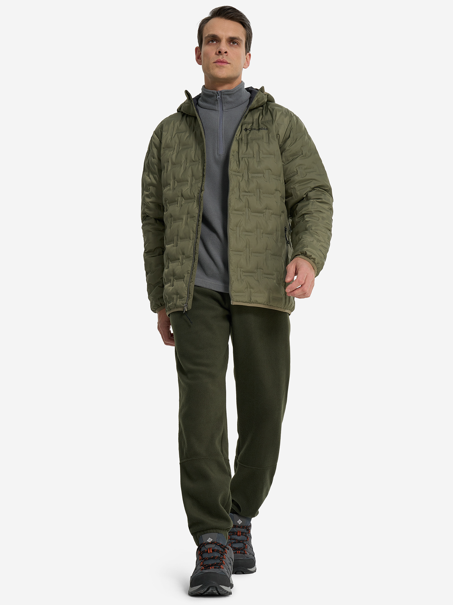 фото Пуховик мужской columbia delta ridge ii down hooded jacket, зеленый