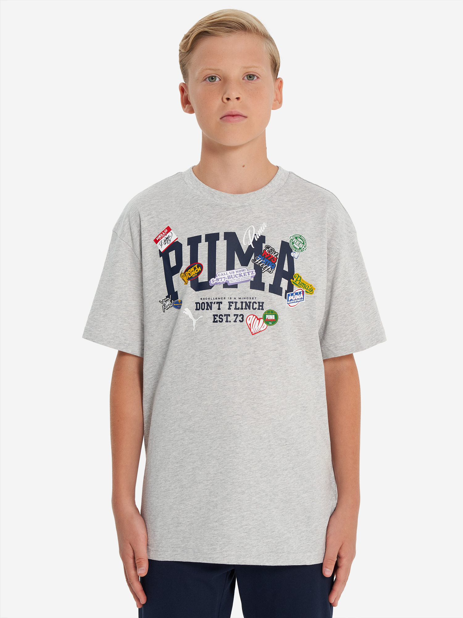 фото Футболка для мальчиков puma basketball hoopstellations, серый