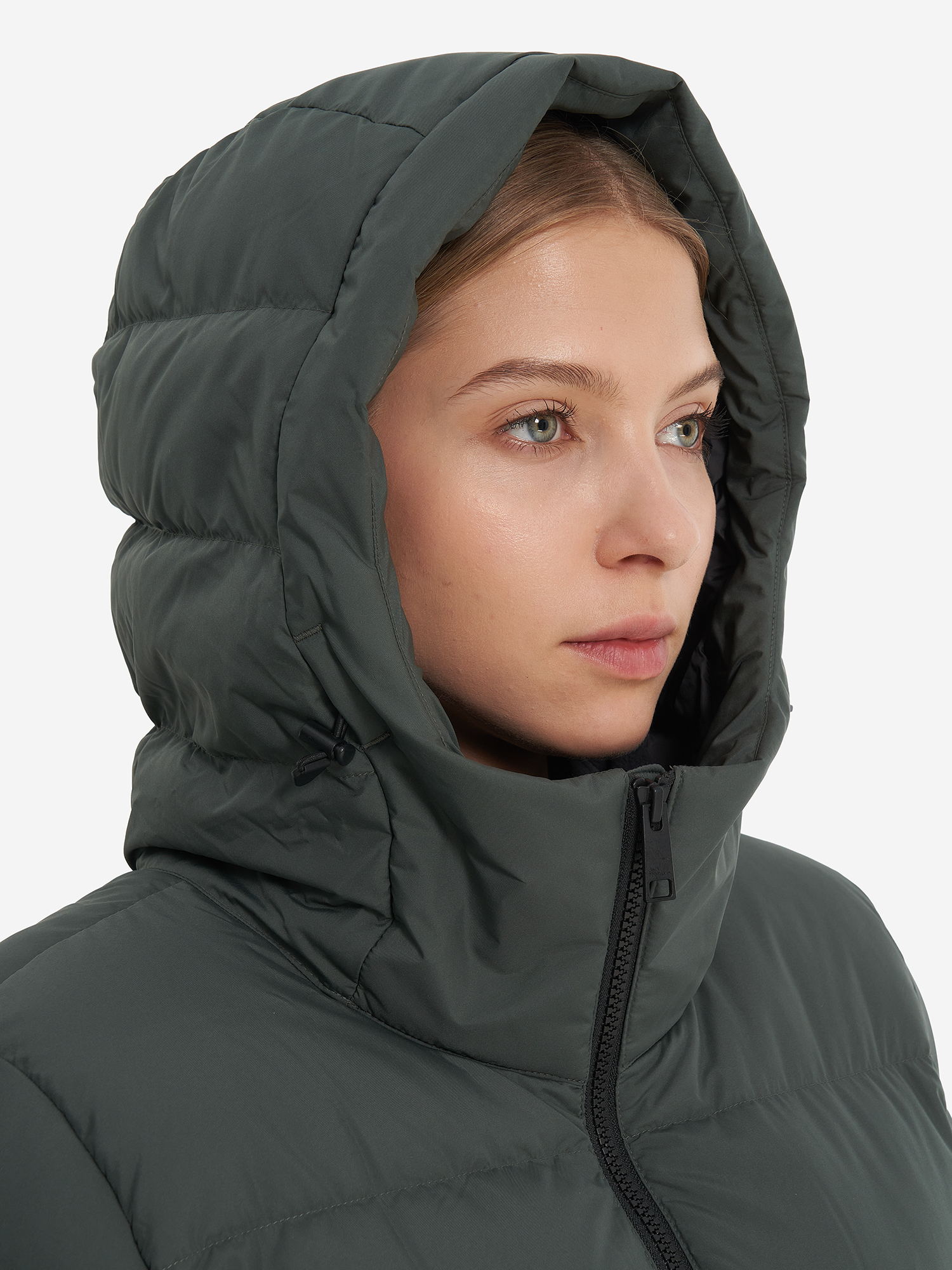 фото Пальто пуховое женское jack wolfskin frozen palace, зеленый