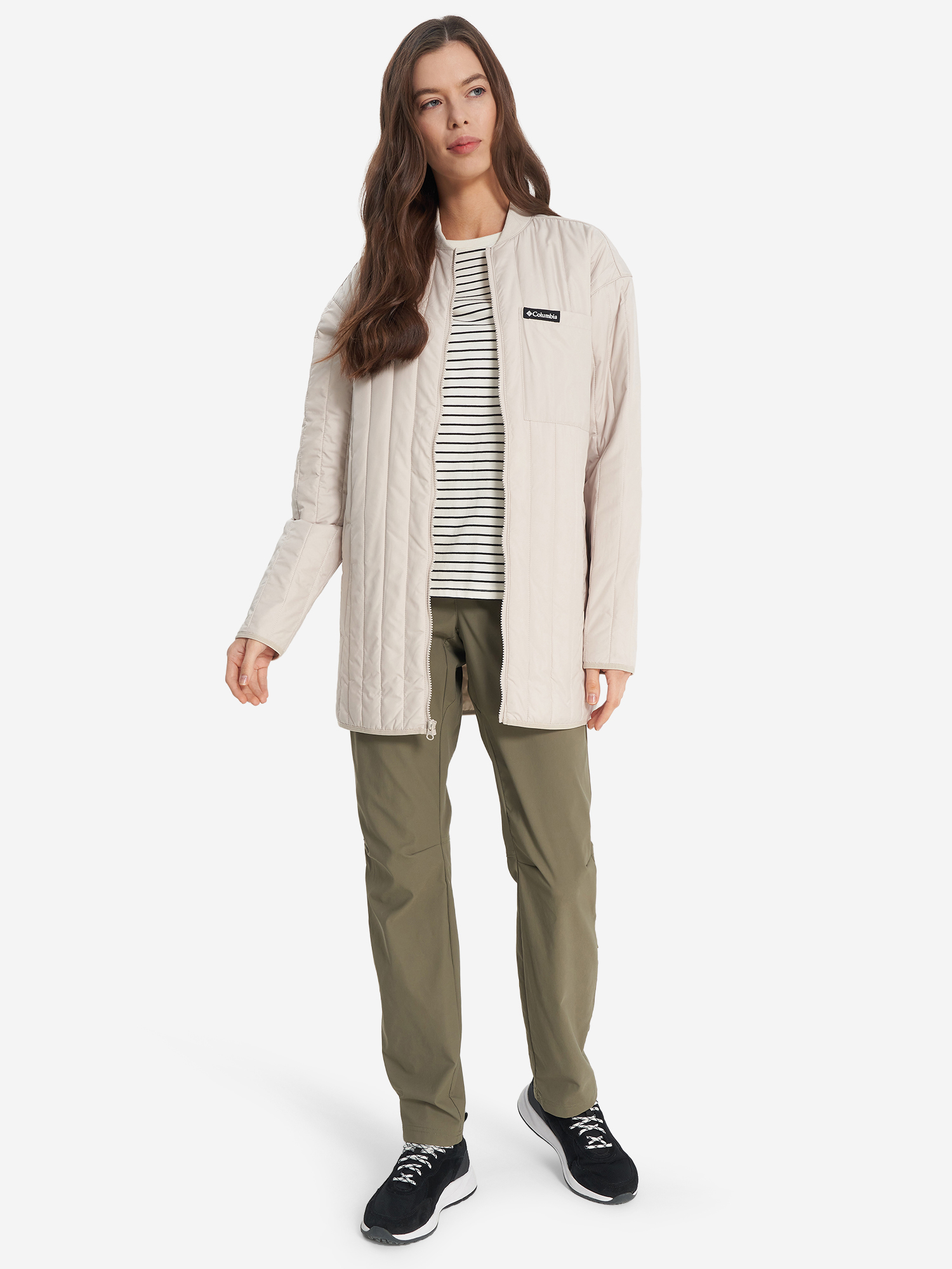 фото Куртка утепленная женская columbia peony park overshirt, бежевый