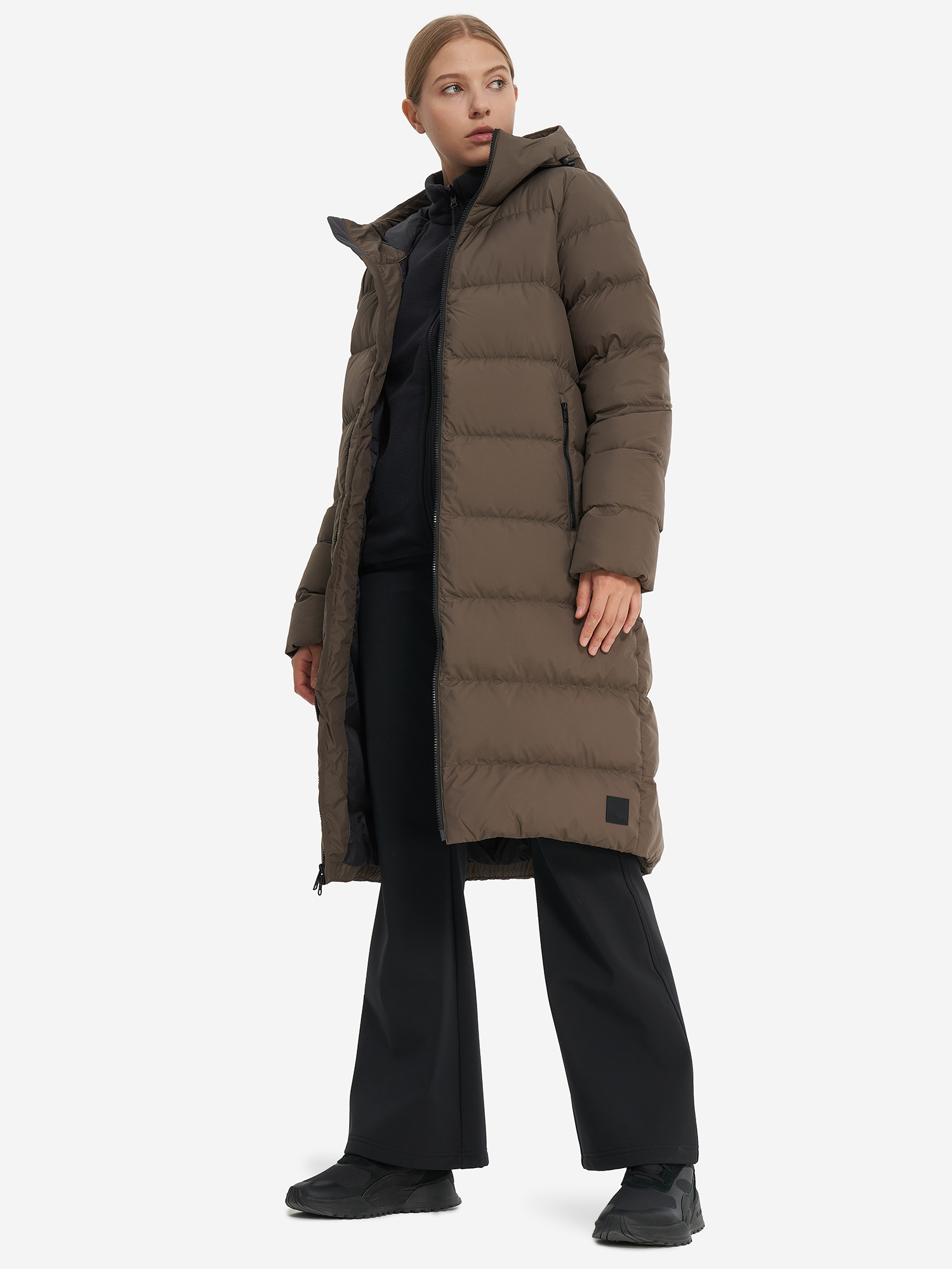 фото Пальто пуховое женское jack wolfskin frozen palace, коричневый