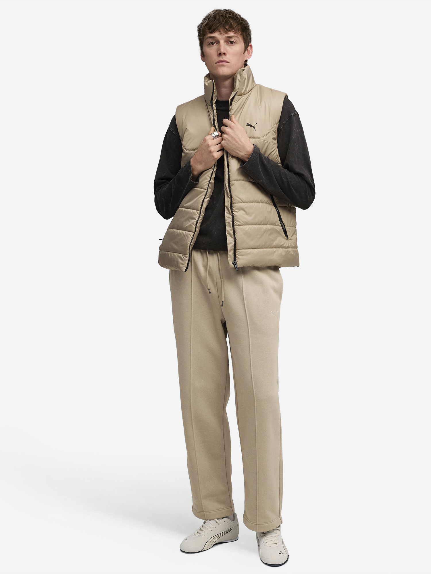 фото Брюки флисовые мужские puma class, коричневый