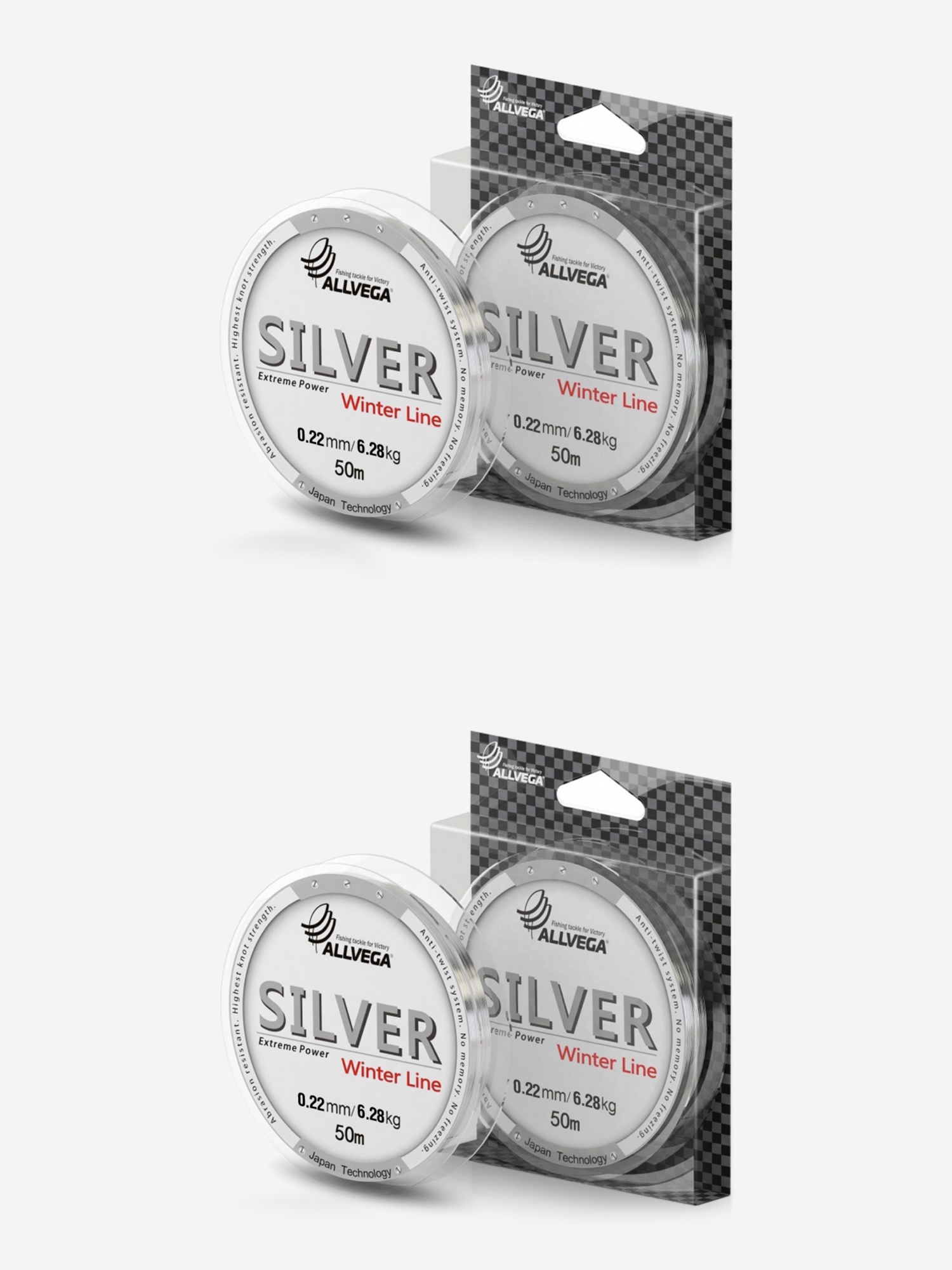 Леска монофильная ALLVEGA "Silver" набор 2 штуки по 50м 0,22мм (6,28кг) серебристая, Серый
Леска монофильная ALLVEGA "Silver" набор 2 штуки по 50м 0,22мм (6,28кг) серебристая, Серый