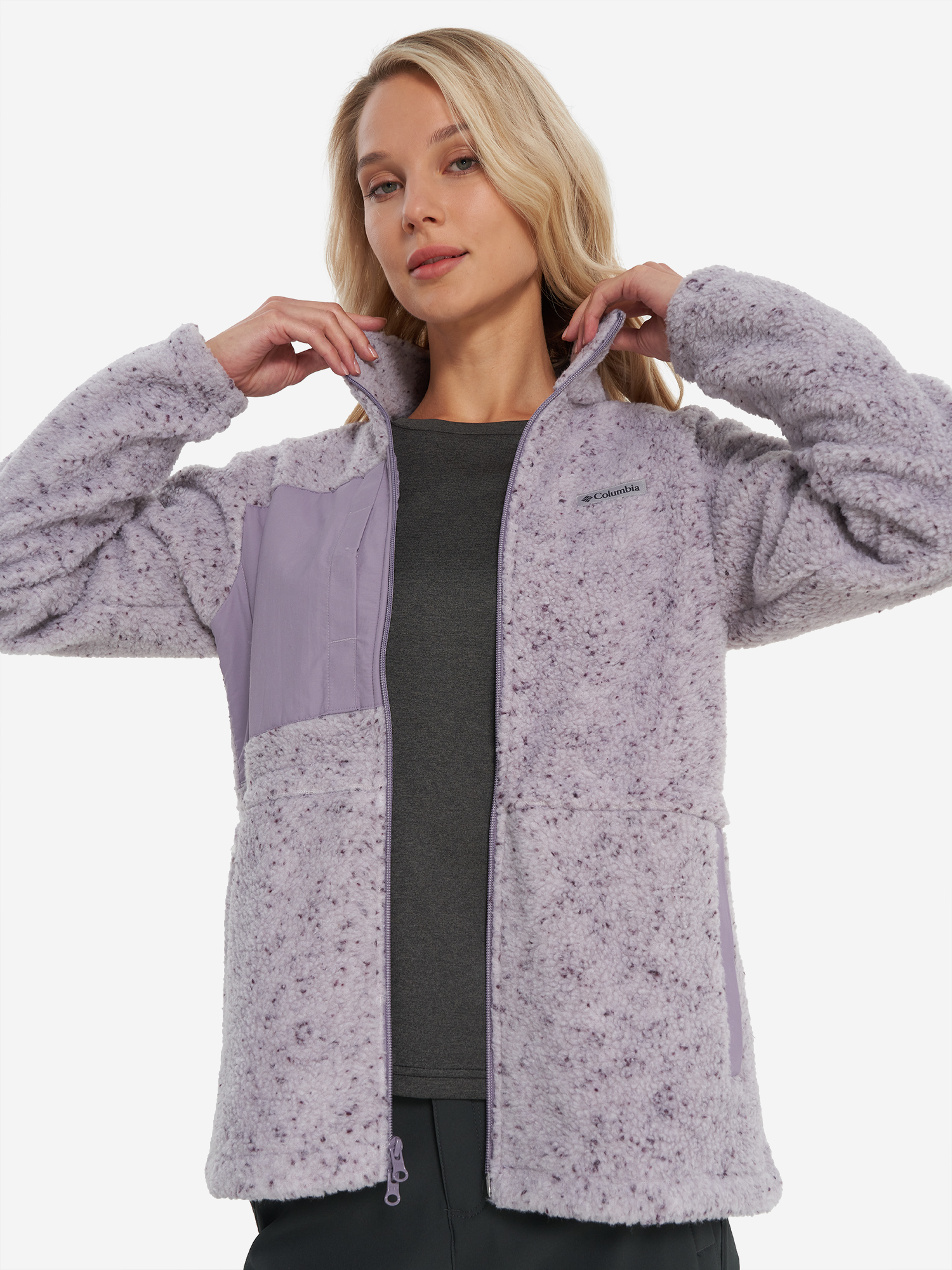 фото Толстовка женская columbia stellar path fleece full zip, фиолетовый