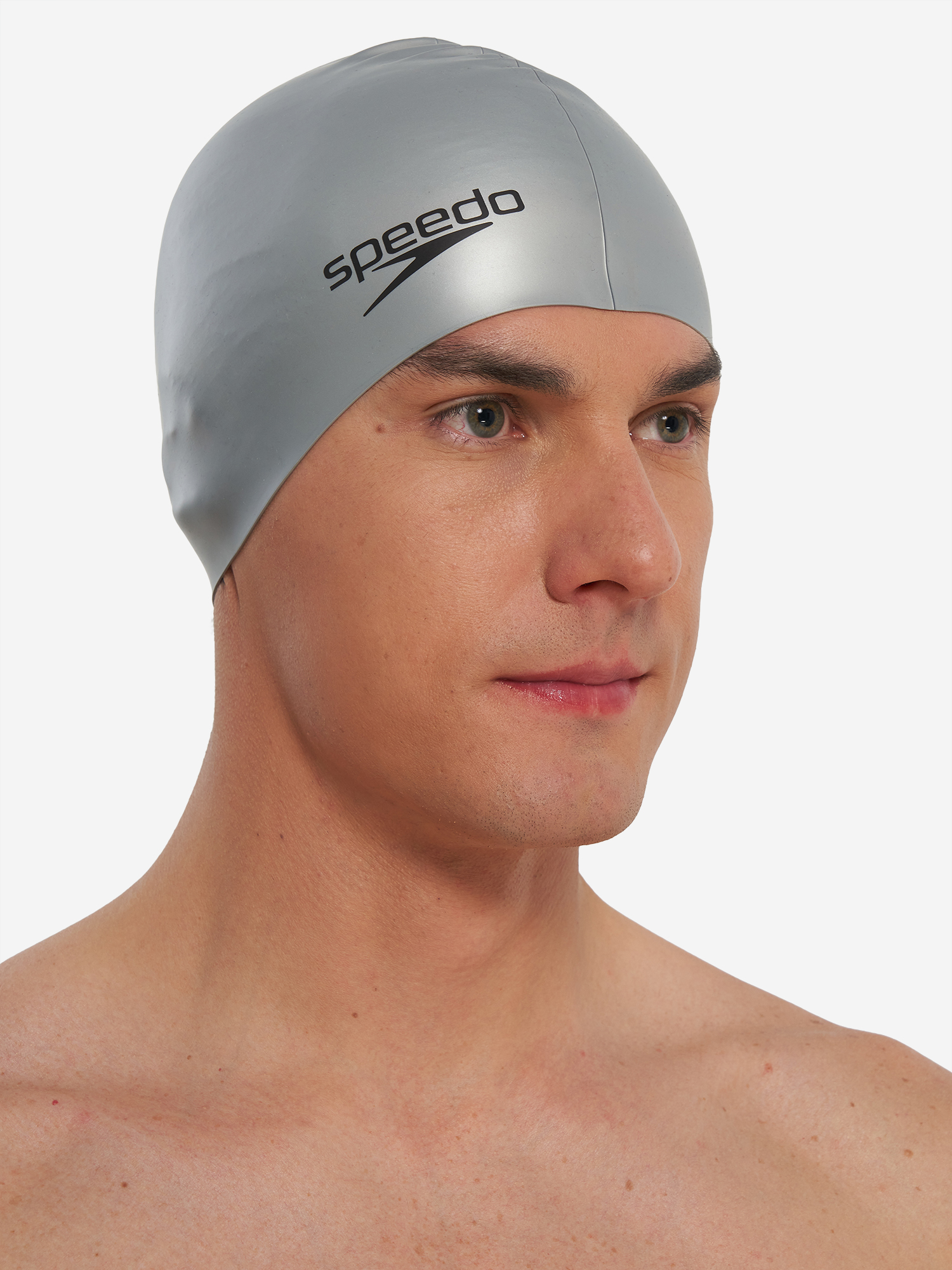 фото Шапочка для плавания speedo plain flat, серебряный