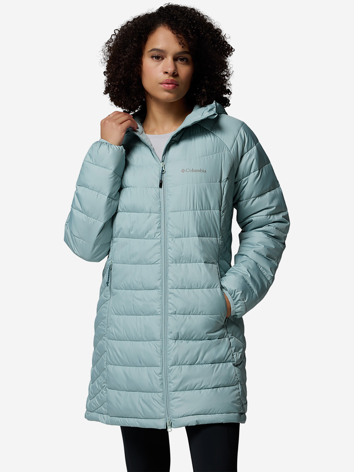 фото Куртка утепленная женская columbia powder lite ii mid jacket, голубой