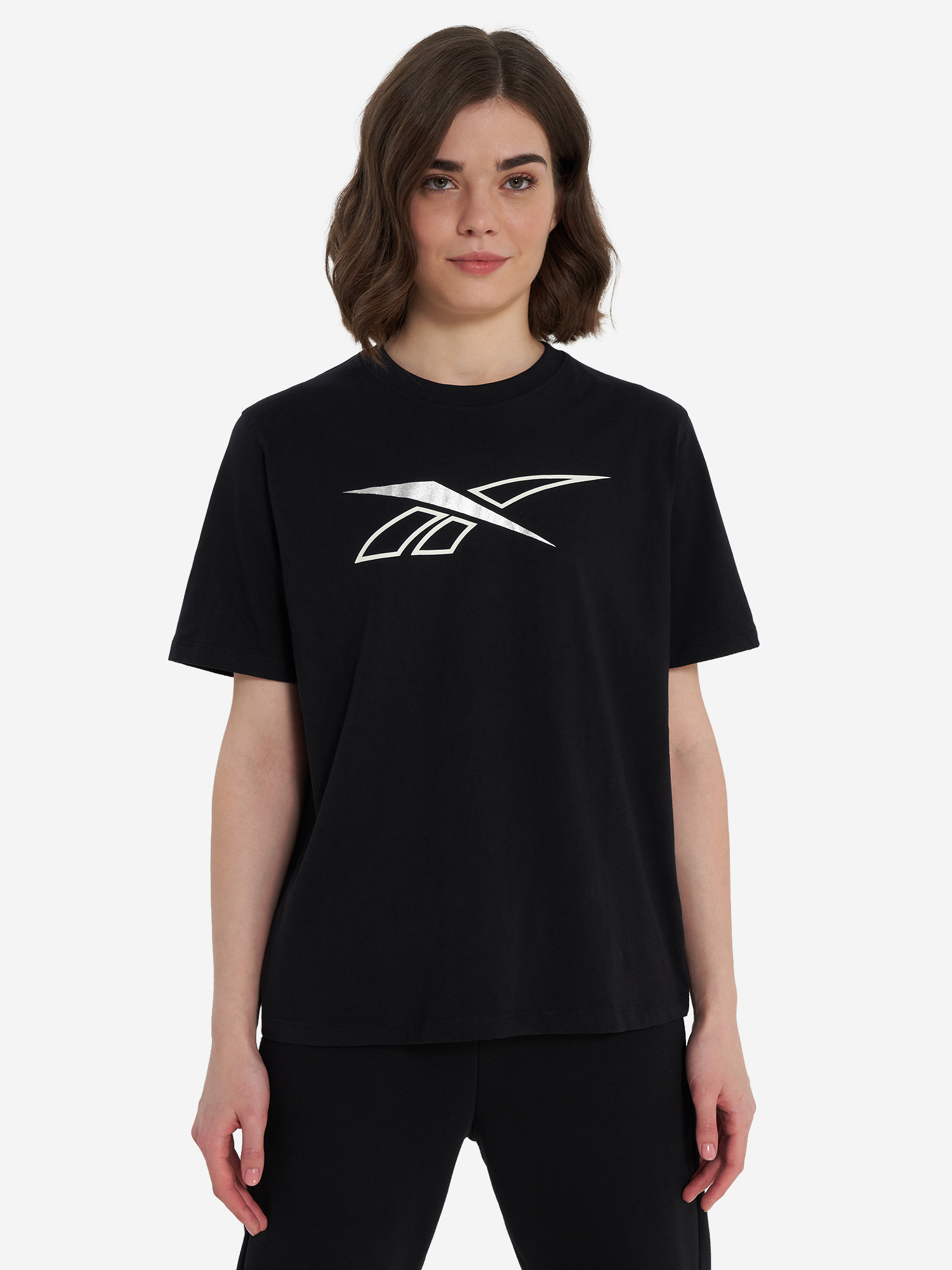 фото Футболка женская reebok brielle crew, черный