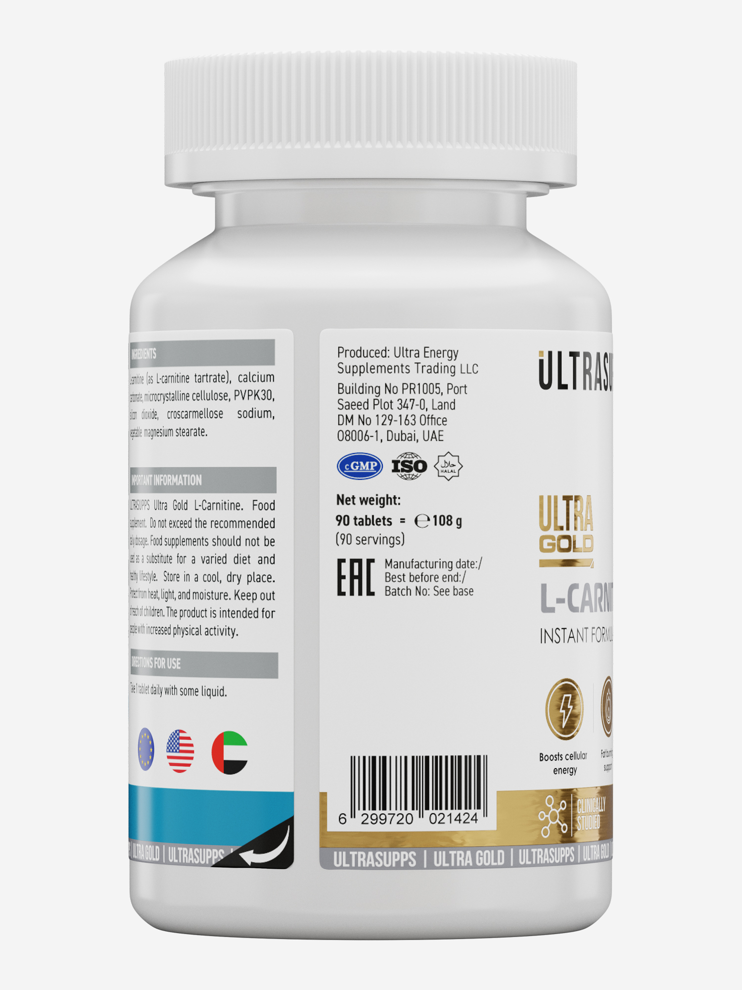 фото L-карнитин ultrasupp ultra gold, 90 шт, белый ultrasupps