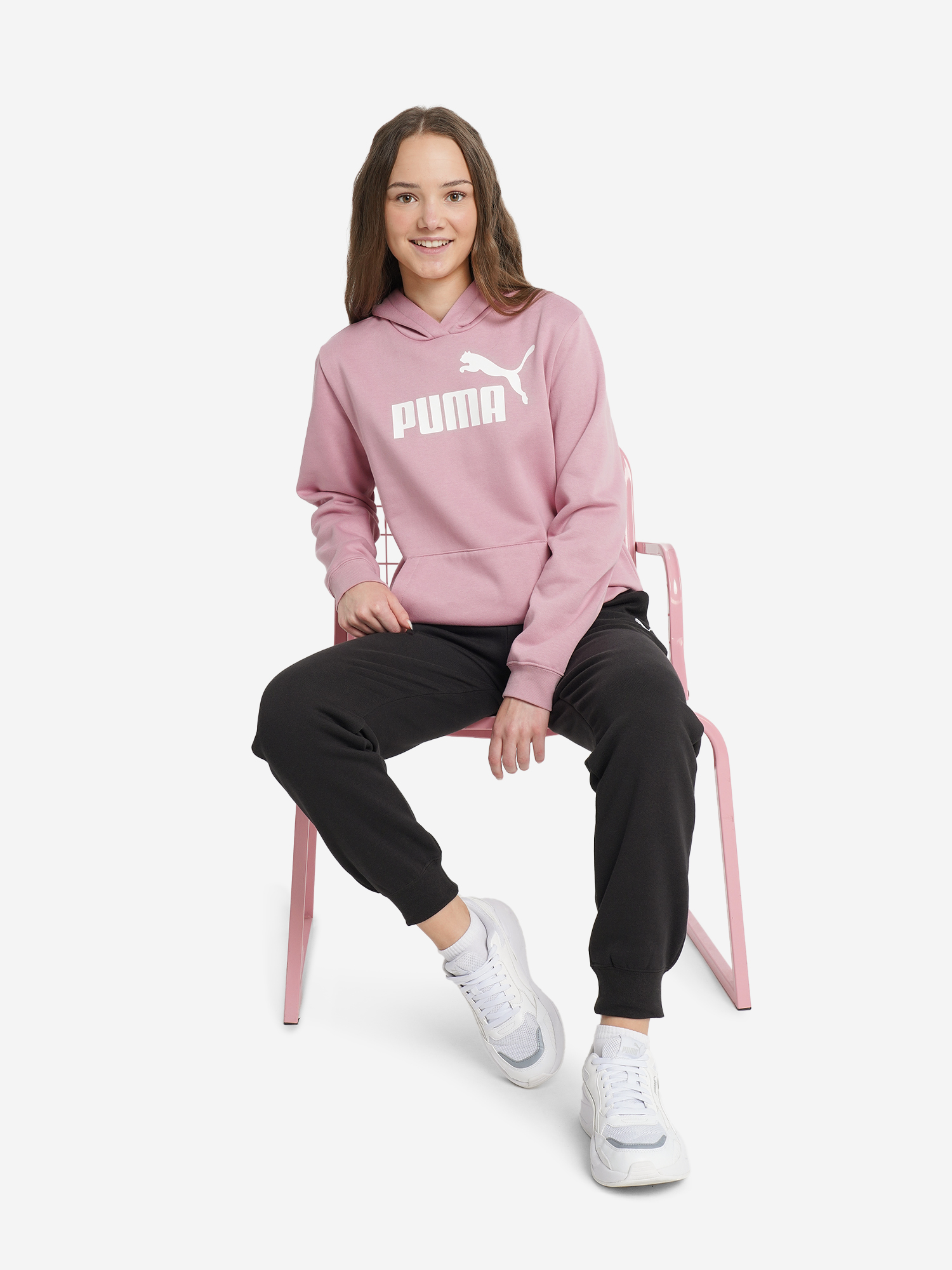 фото Худи для девочек puma ess, розовый