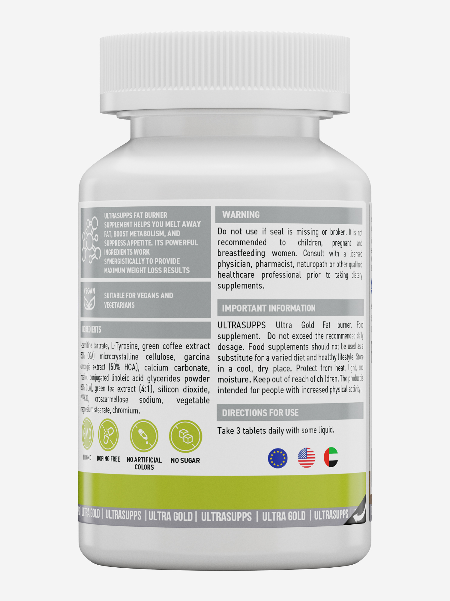 фото Жиросжигатель ultrasupps ultra gold, 90 шт, белый