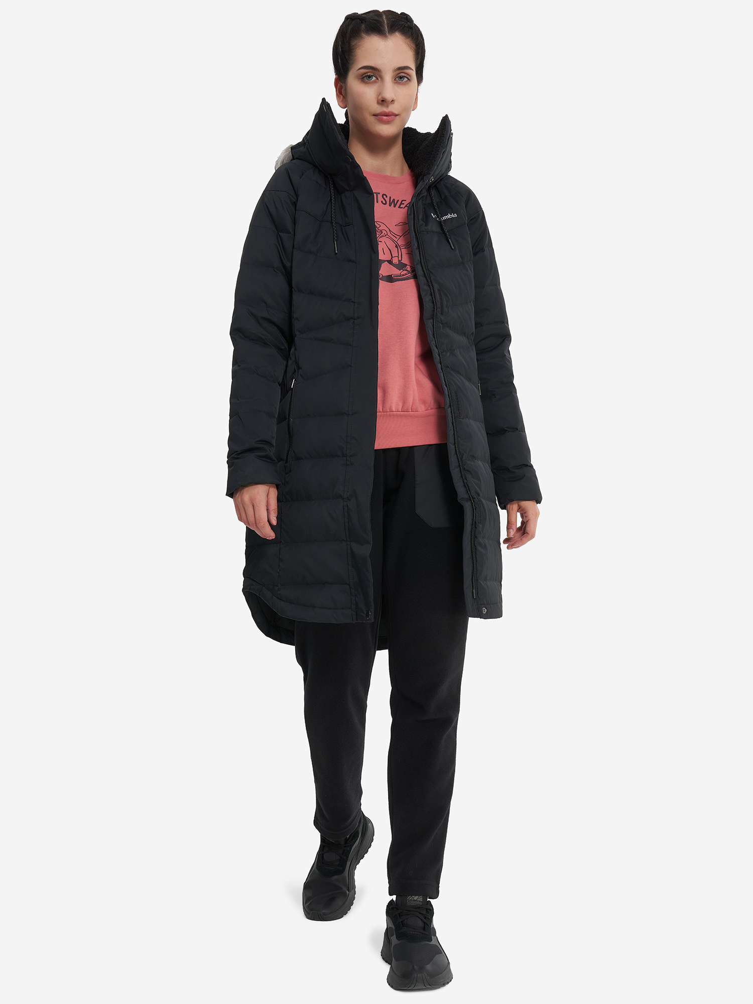 фото Пуховик женский columbia belle isle ii mid down jacket, черный