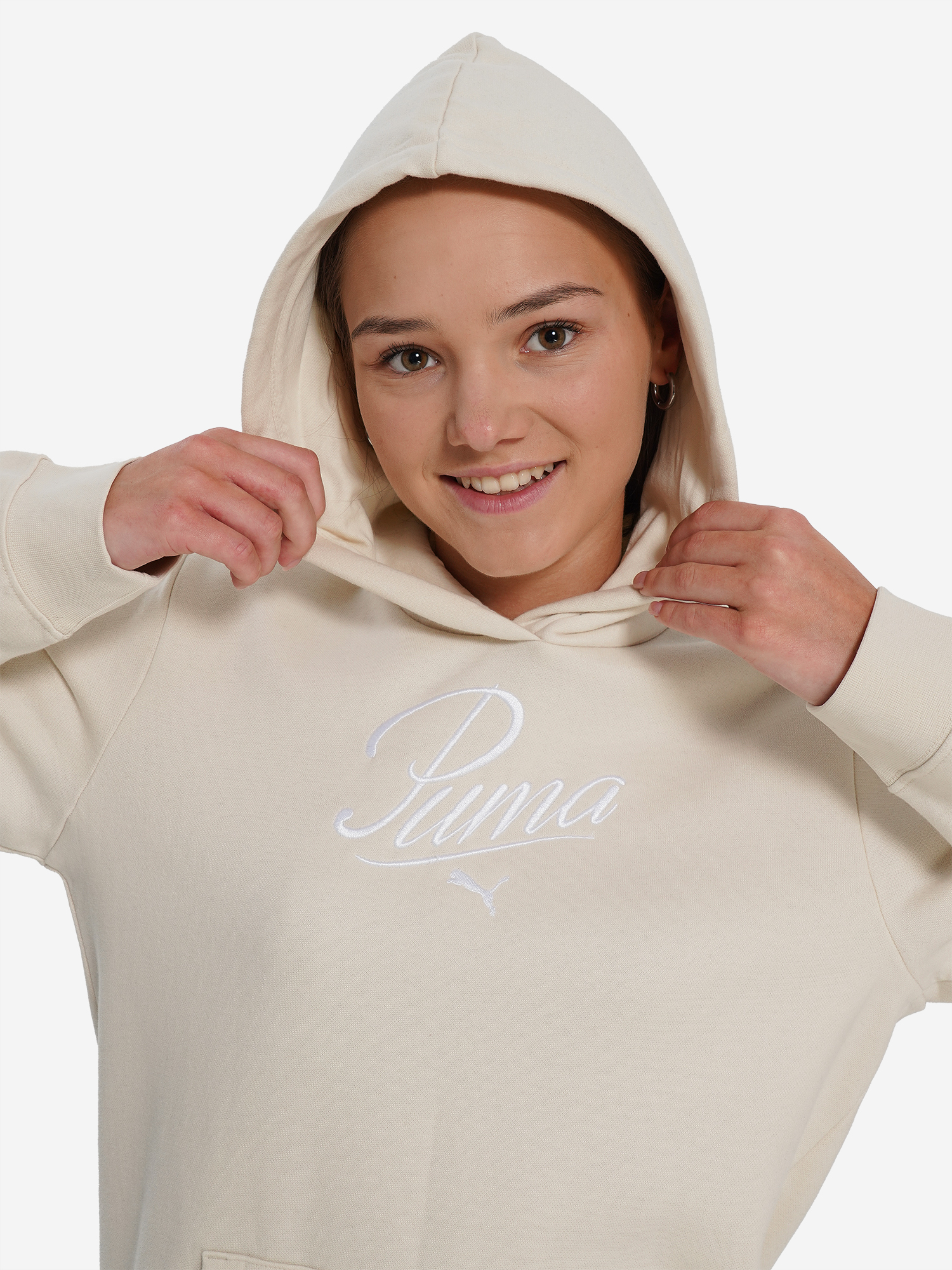 фото Худи для девочек puma script, бежевый