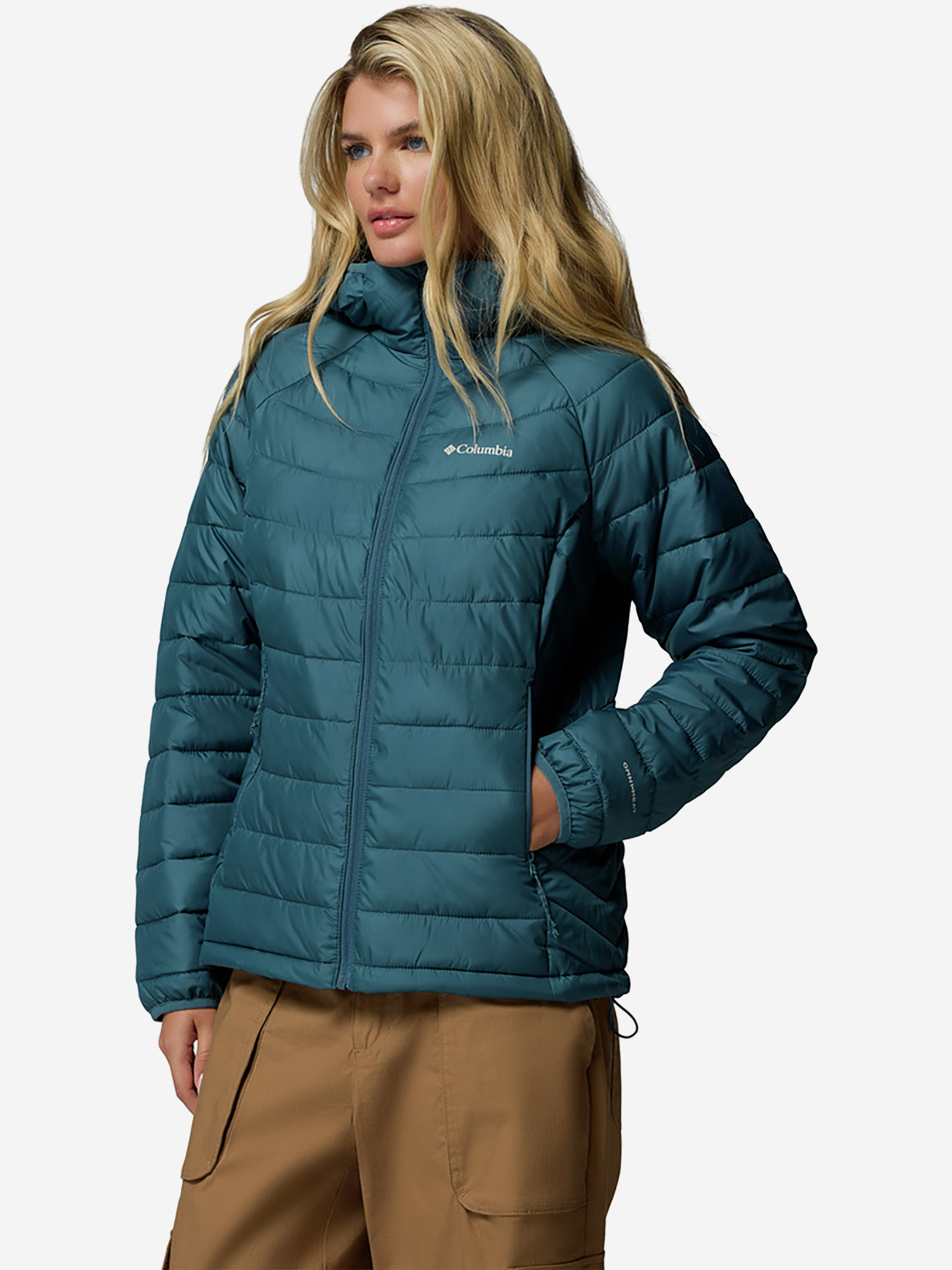 фото Пуховик женский columbia powder lite ii hooded jacket, голубой