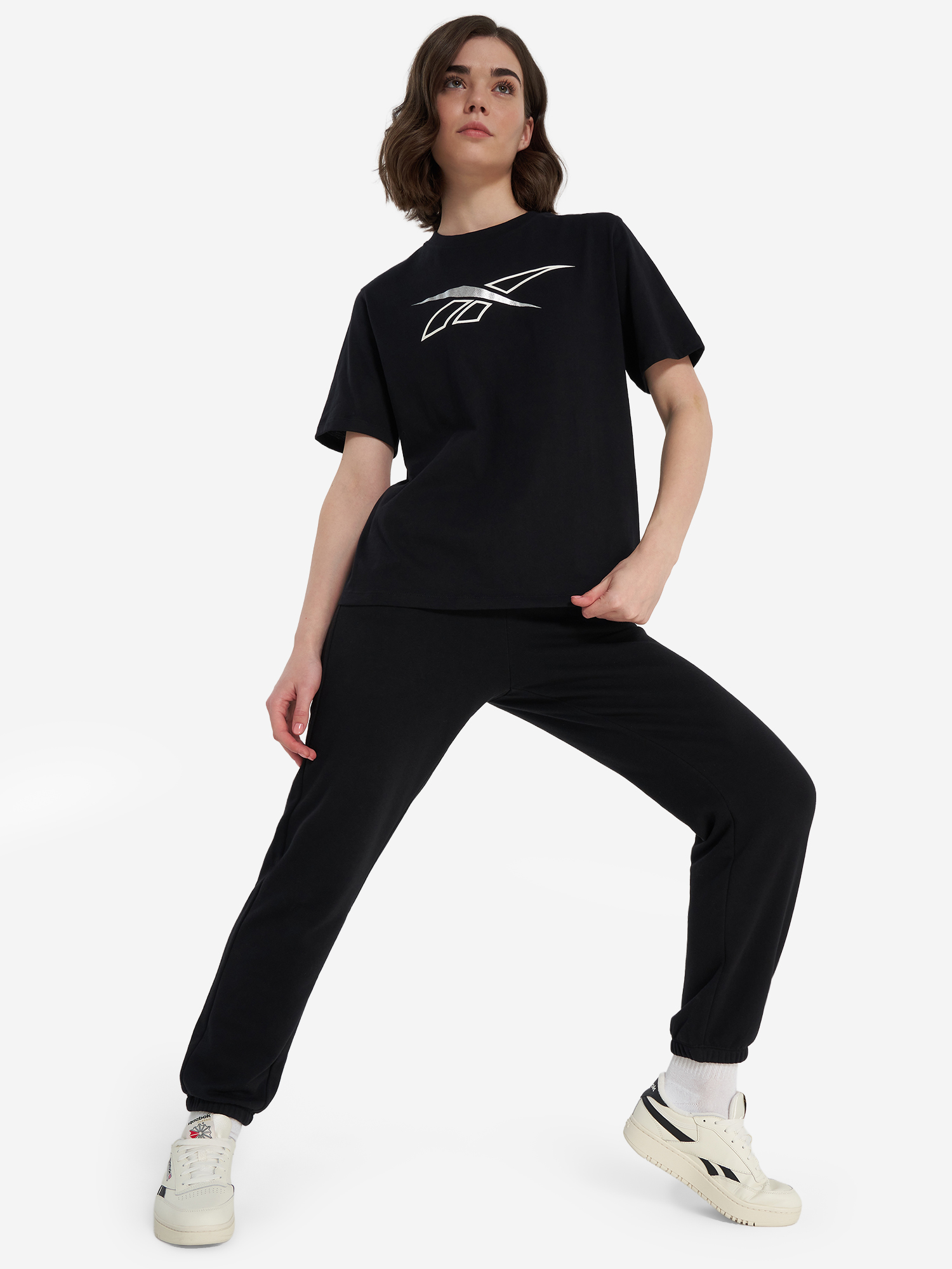 фото Футболка женская reebok brielle crew, черный