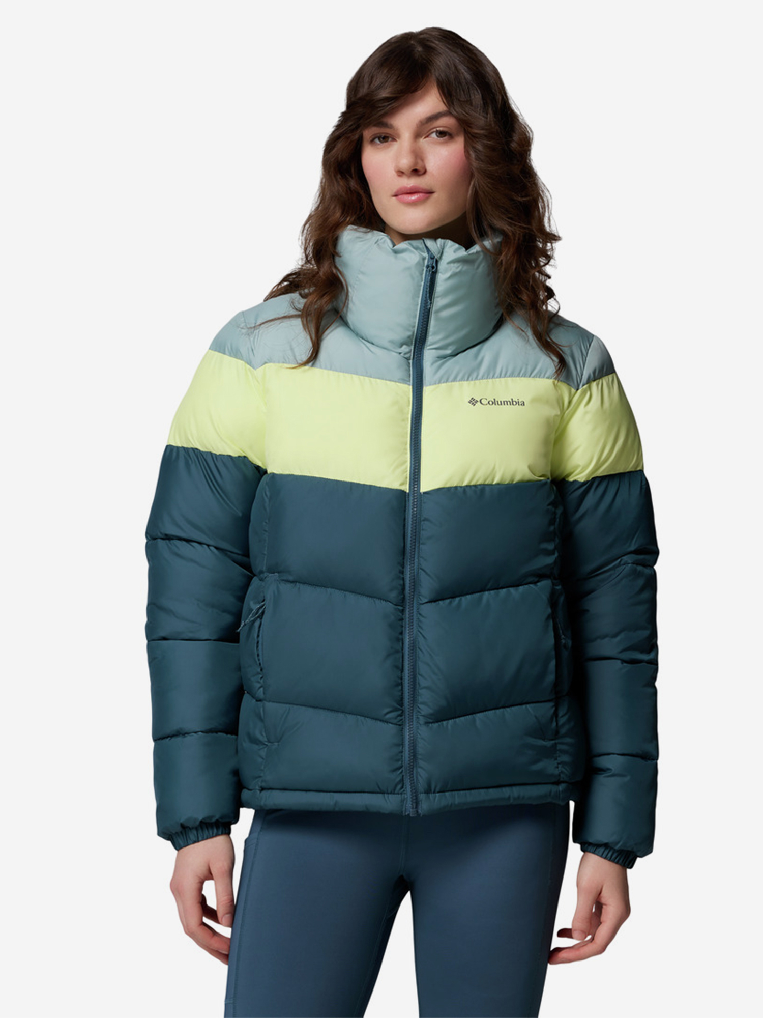 фото Куртка утепленная женская columbia puffect ii colorblock jacket, голубой