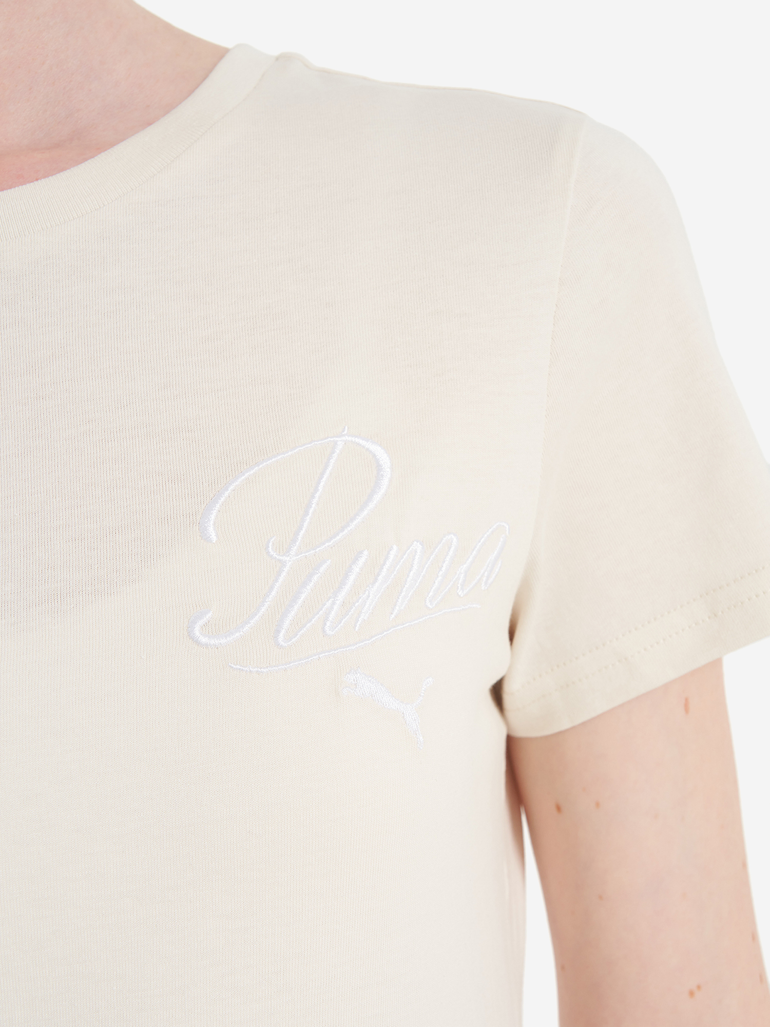 фото Футболка женская puma ess script, бежевый