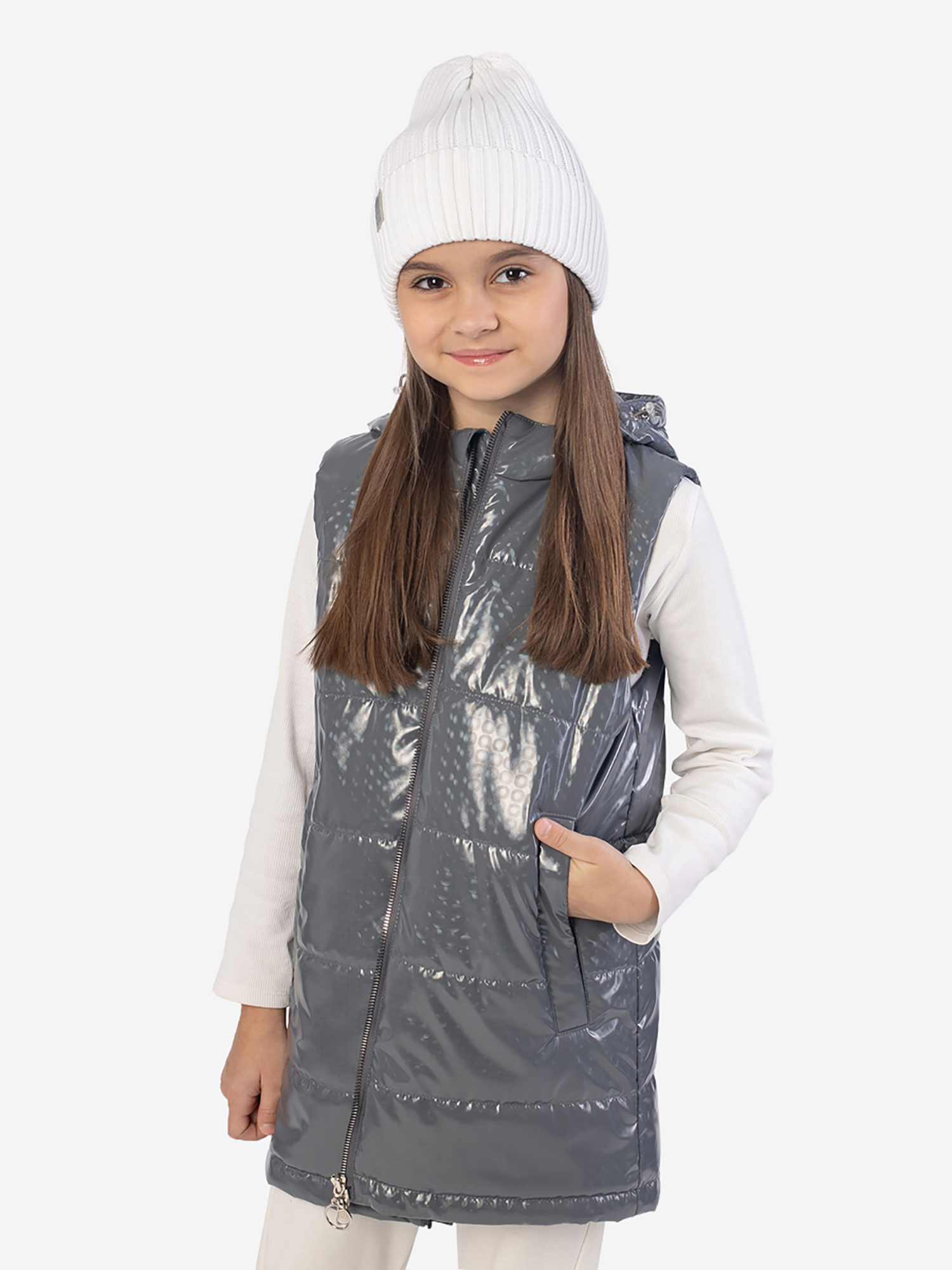 Жилет для девочки "Энни", Серый 
Жилет для девочки "Энни", Серый