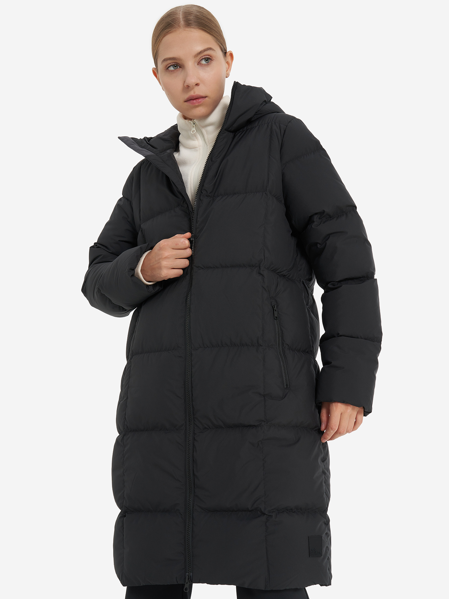фото Пальто пуховое женское jack wolfskin frozen lake, черный